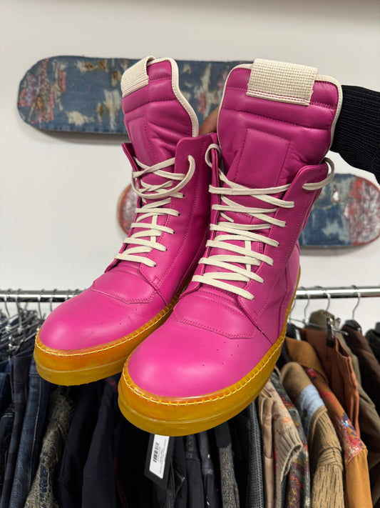AW2023 Rick Owens ‘Lemon Sole’ Pink Geobasket Sneakers
