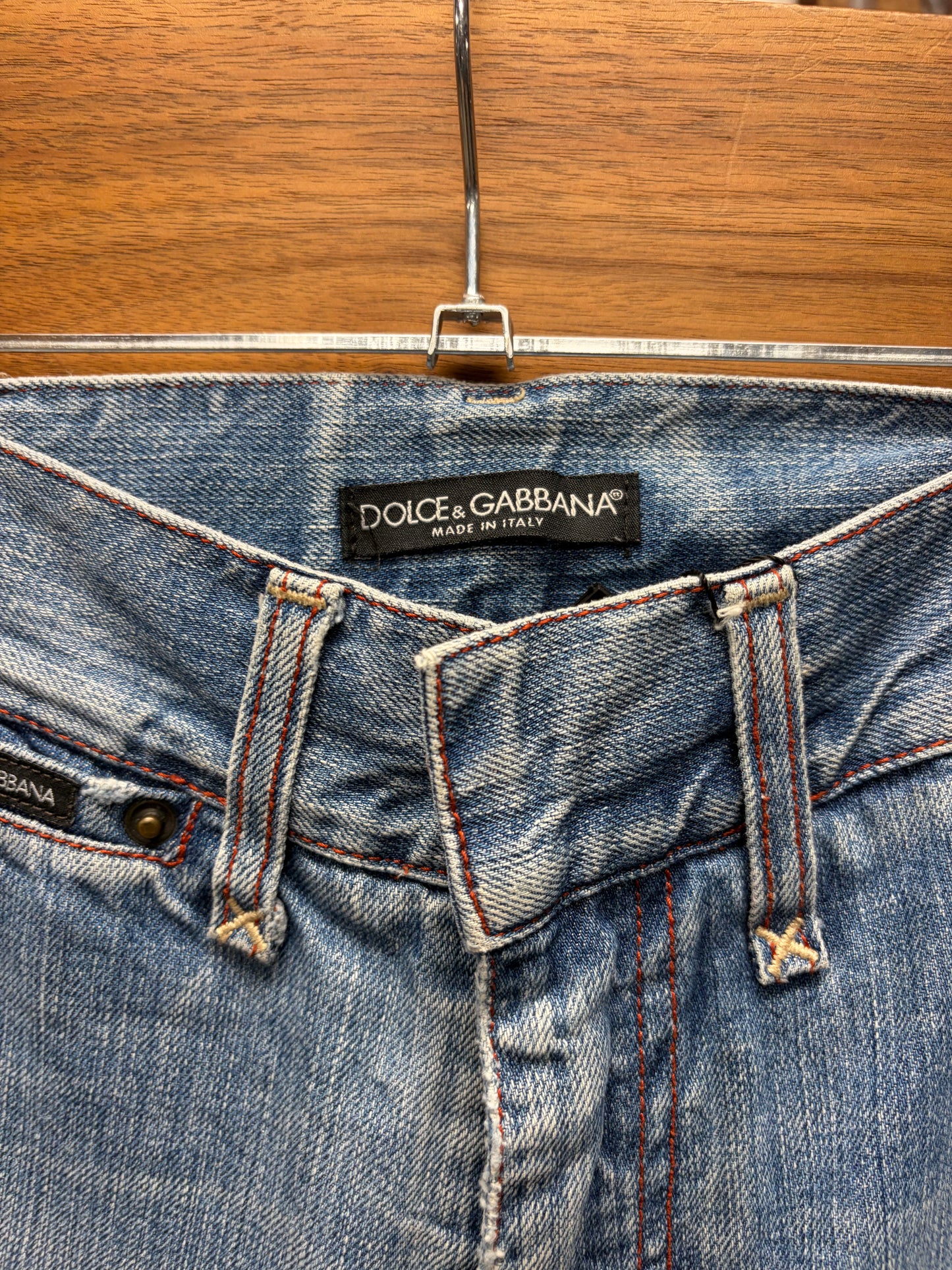 Dolce & Gabbana Washed Blue ‘D&G’ Embroidered Slash Logo Bootcut Denim