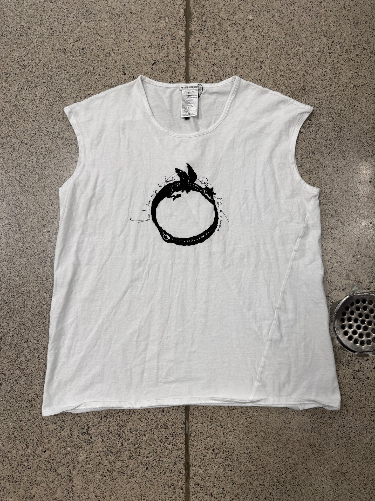Ann Demeulemeester Circle Logo Cutoff Tank Top