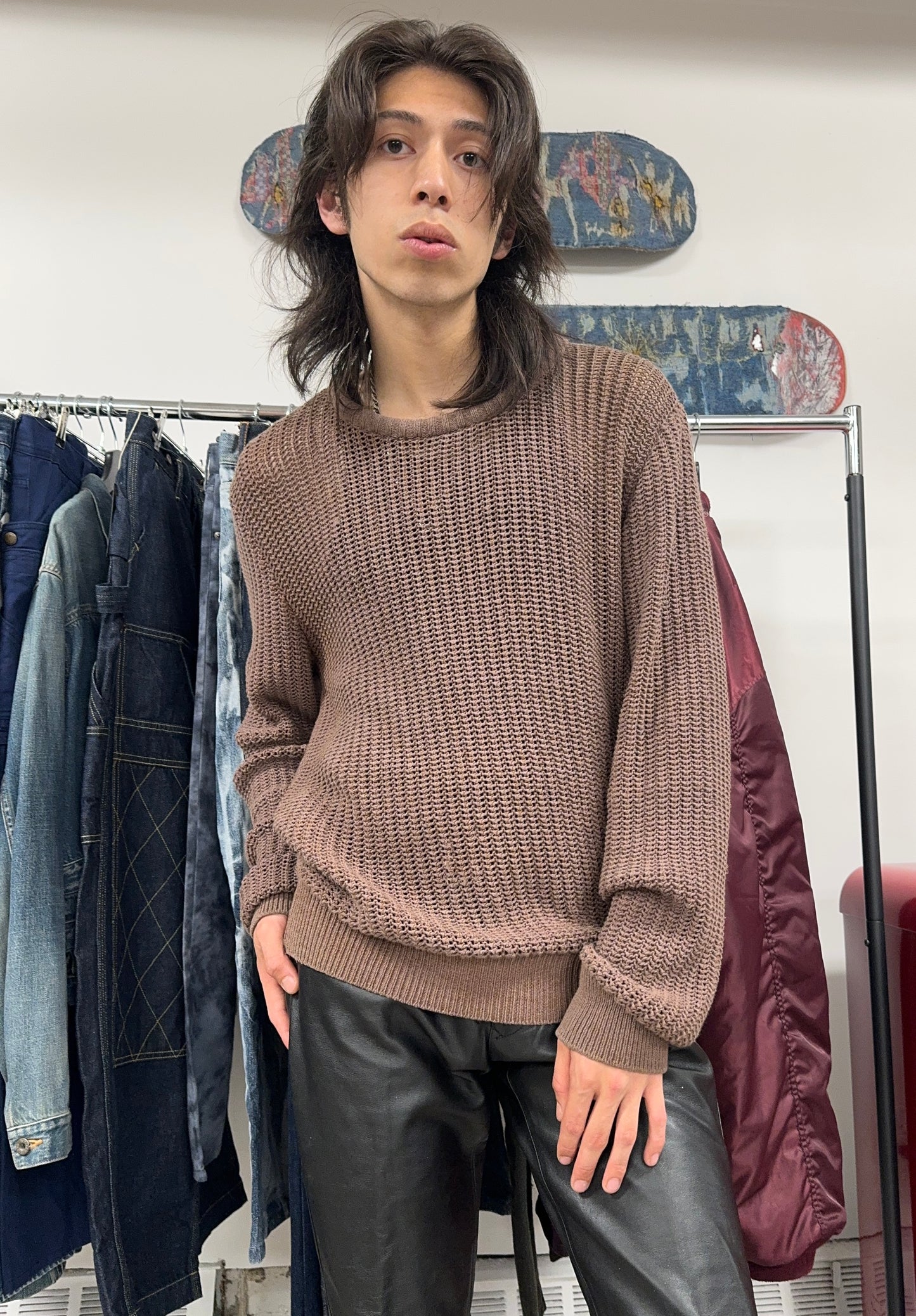 Maison Margiela Heavyweight Brown Chunky Knit Sweater