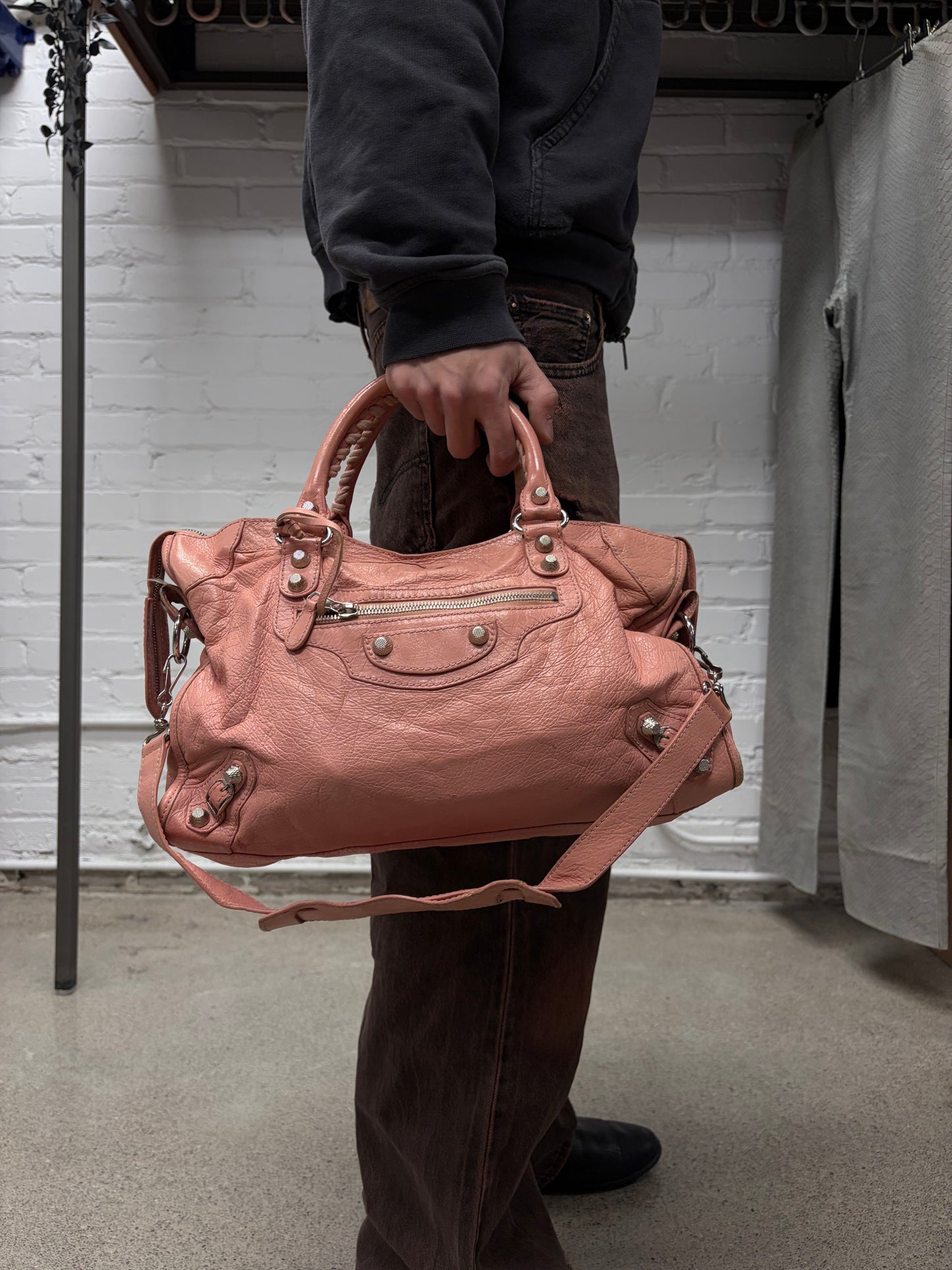 Balenciaga Baby Pink Leather/Silver Hardware ‘City’ Bag