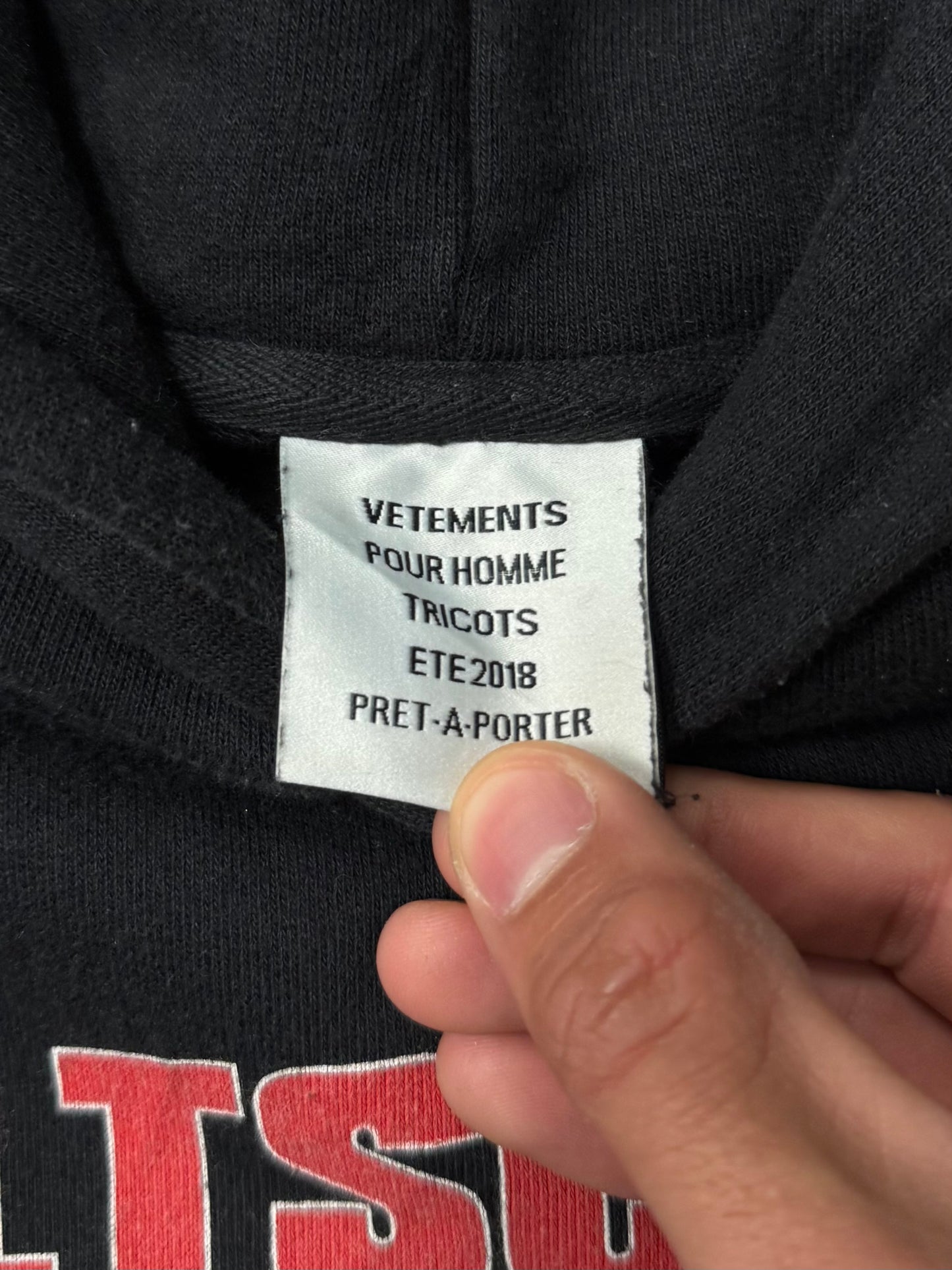 SS2018 Vetements ‘Weltschmerz’ Zurich Jersey Cotton Hoodie