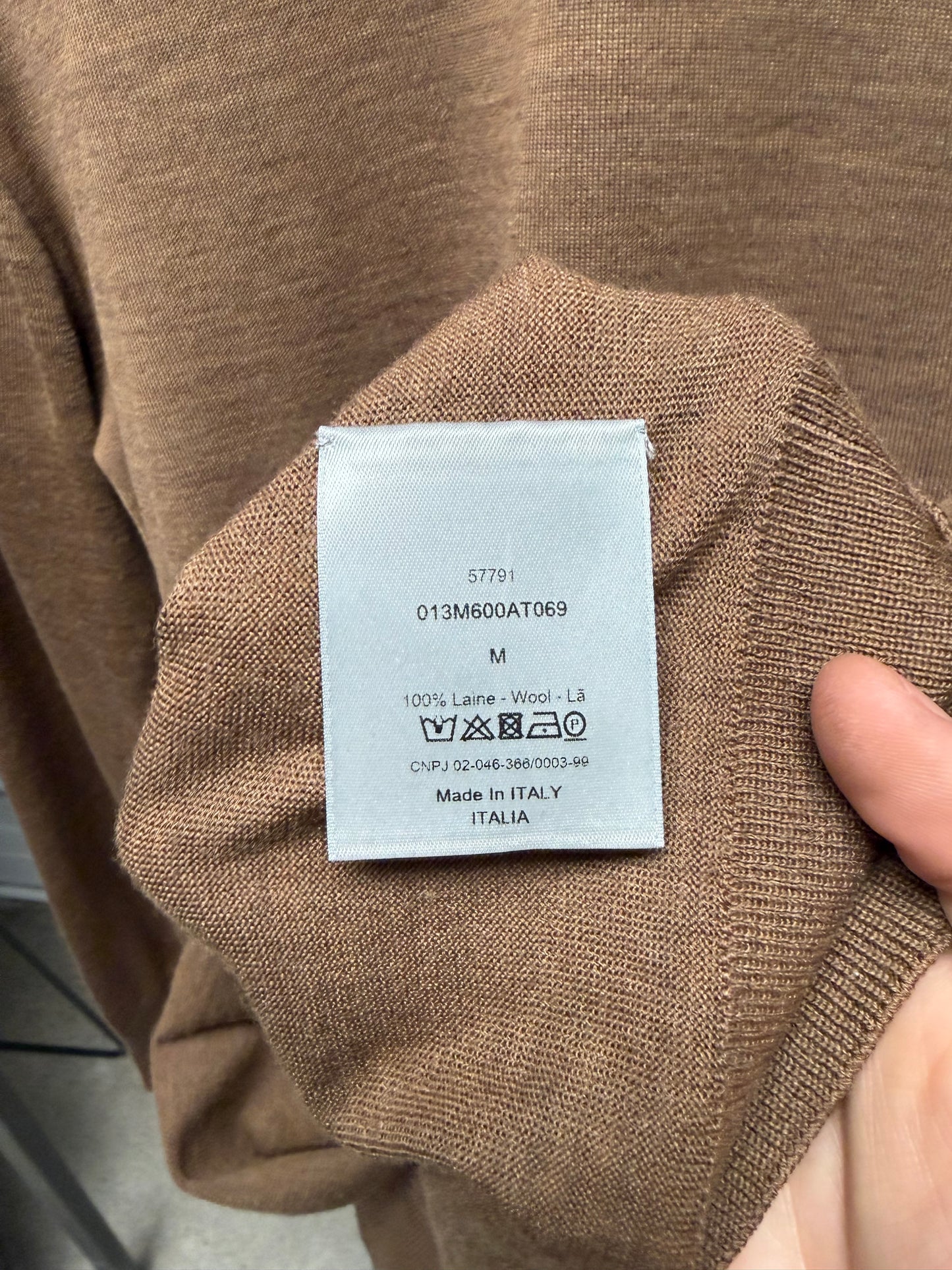 Dior Homme Embroidered ‘Bee Logo’ Brown Merino Wool Knit Sweater