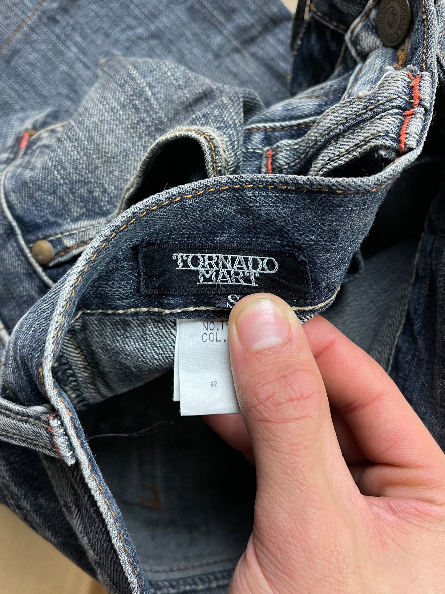 Tornado Mart Flare Cut Distressed Grey Denim