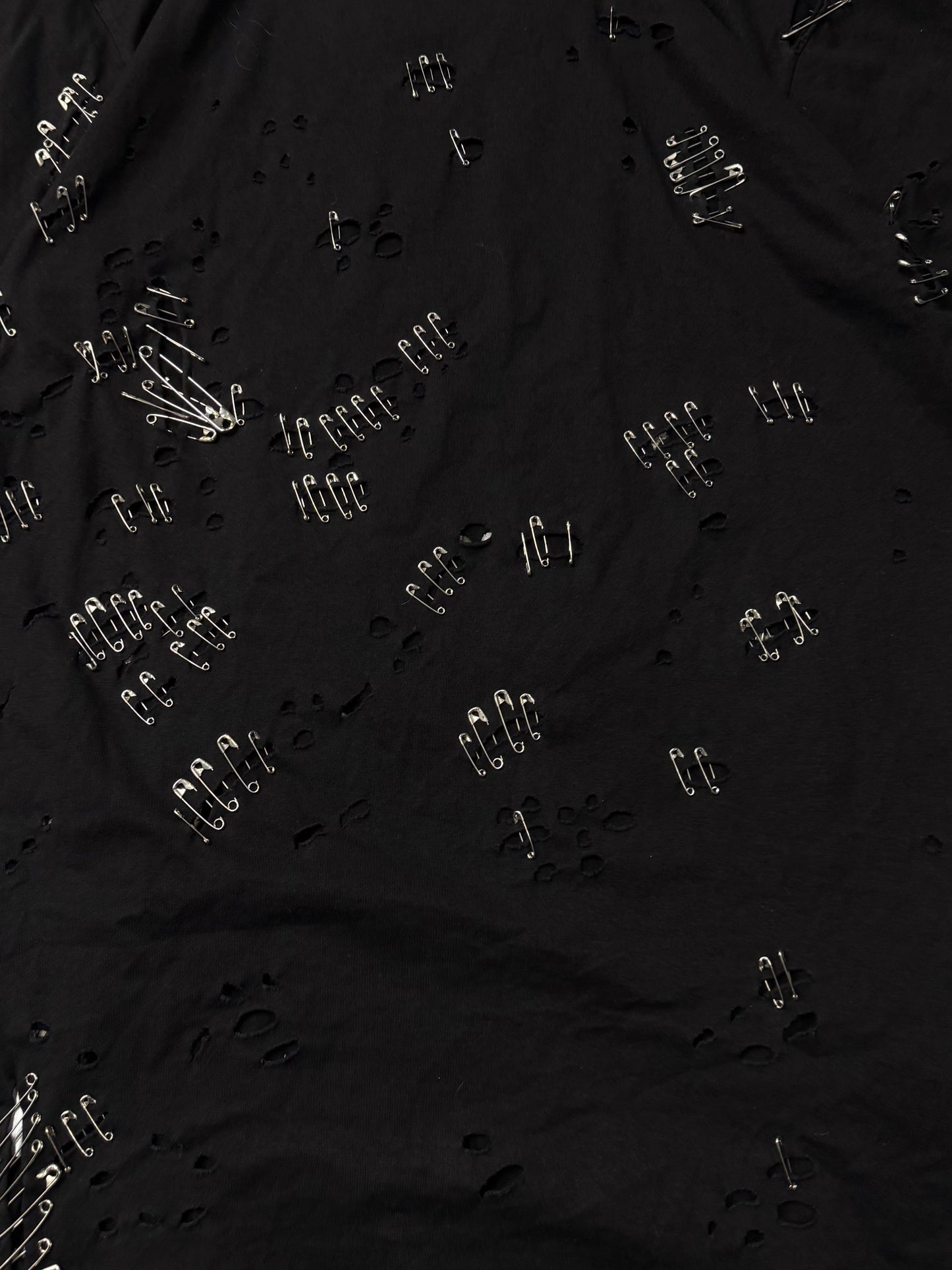 SS2011 Balmain by Christophe Decarnin ‘Safety Pin’ Distressed Black T-Shirt
