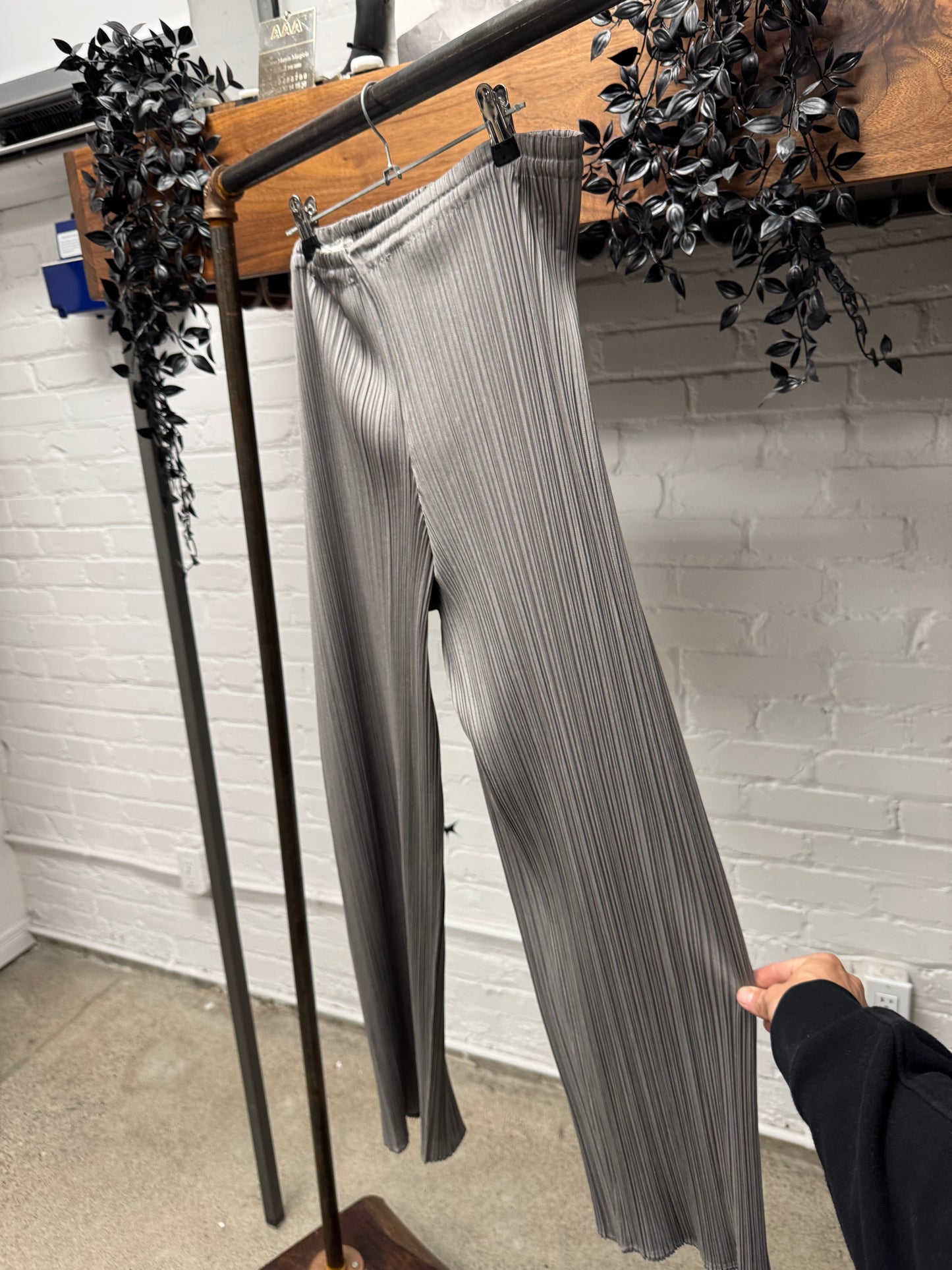 Issey Miyake ‘Pleats Please’ Silver Wide Leg Pants
