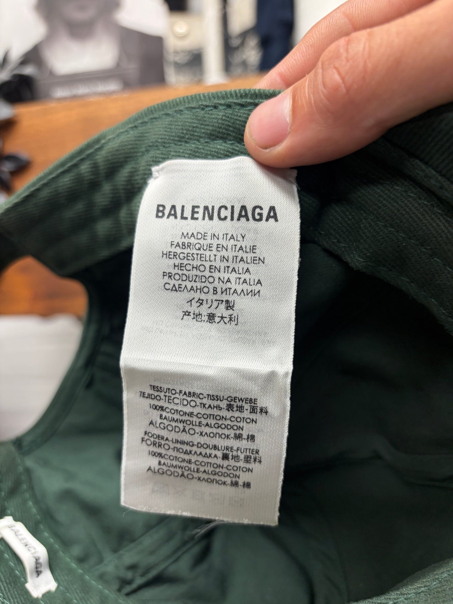 Balenciaga Green Embroidered ‘Brim Logo’ Baseball Hat