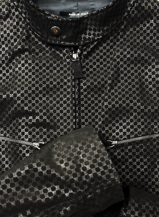 Gucci by Tom Ford ‘Metallic’ GG Monogram Leather Moto Jacket.