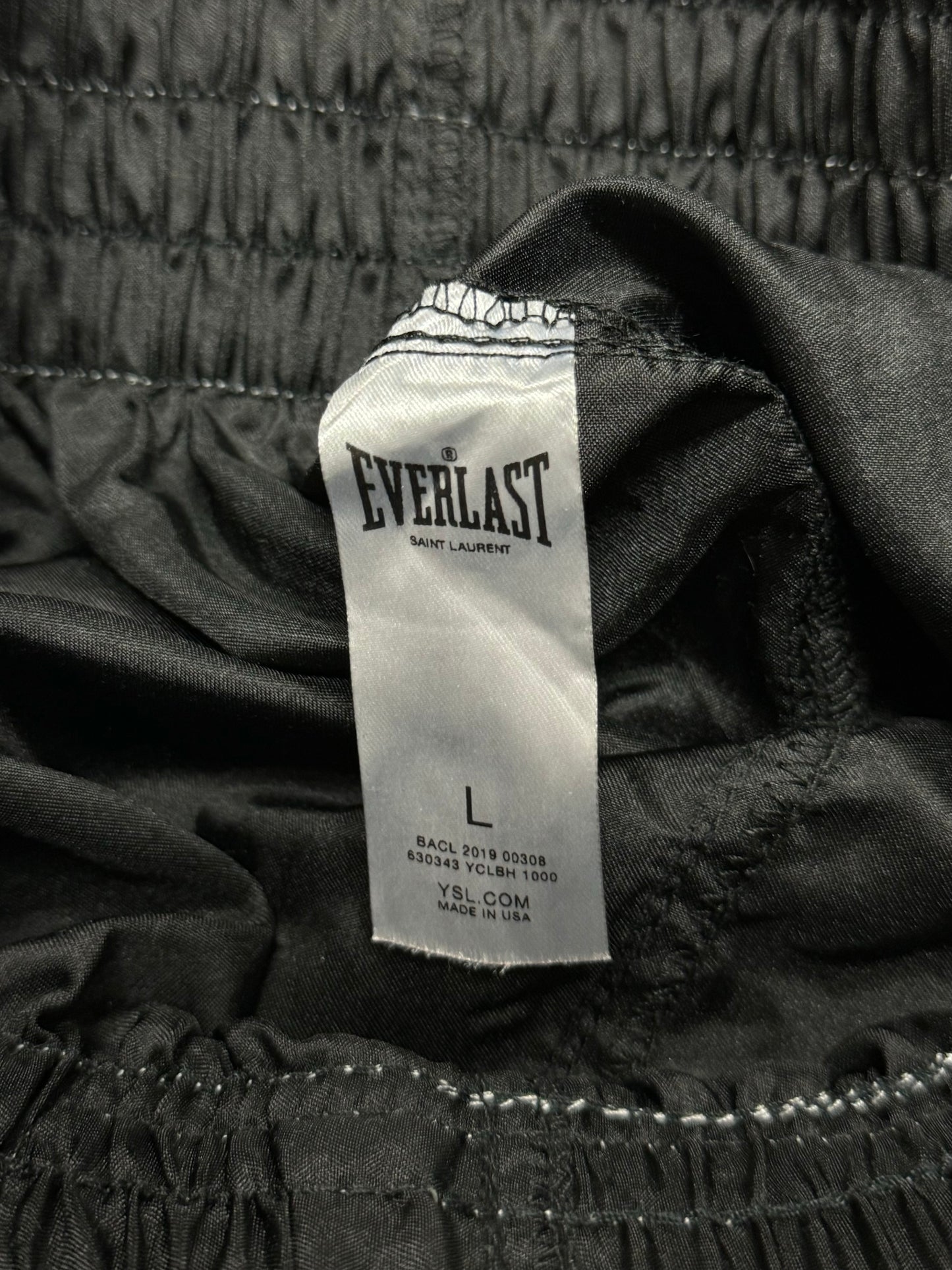 2019 Saint Laurent x Everlast Black Satin Boxing Shorts
