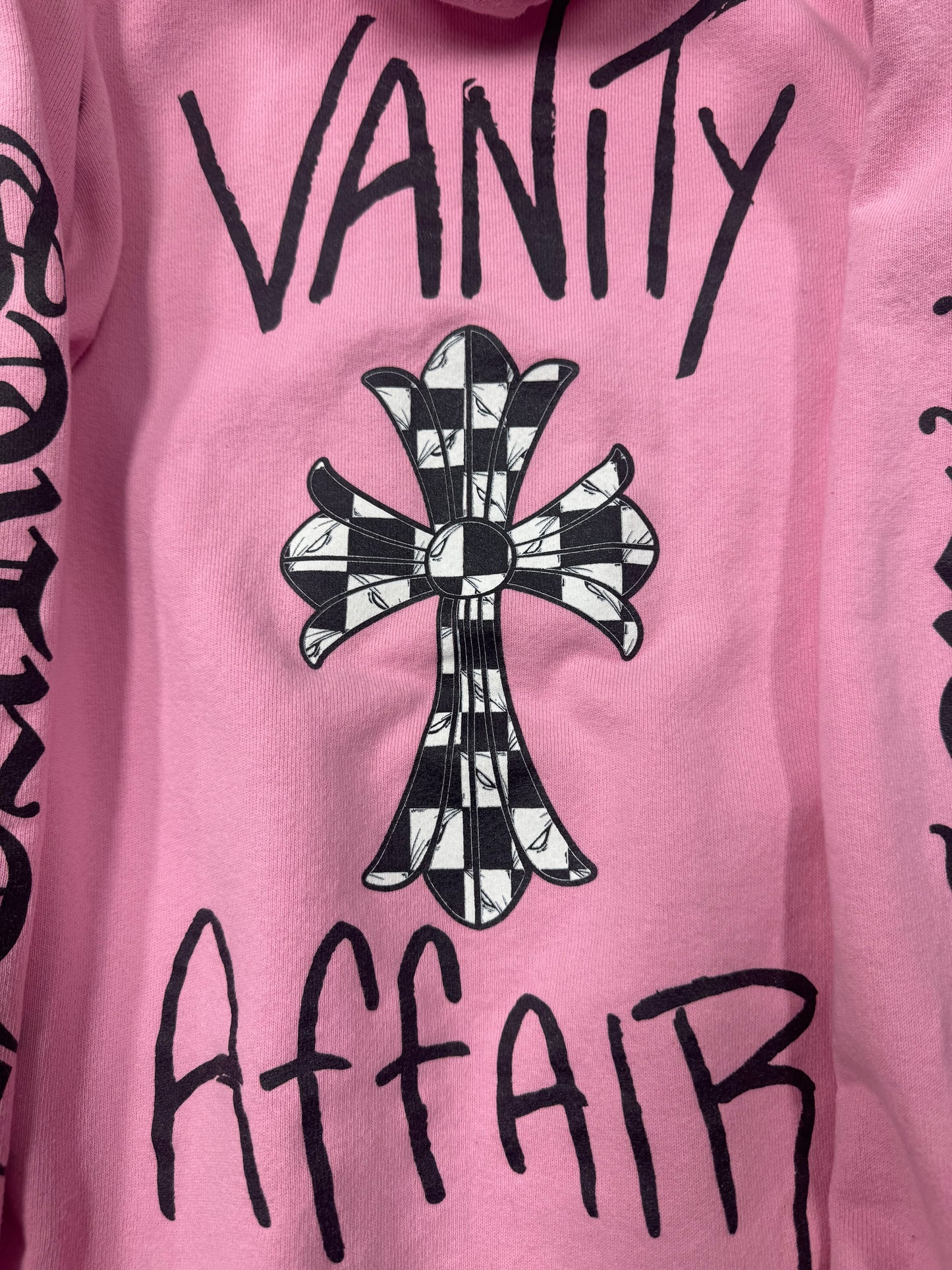 Chrome Hearts Mattyboy ‘Vantity Affair’ Pink Cross Pullover Hoodie
