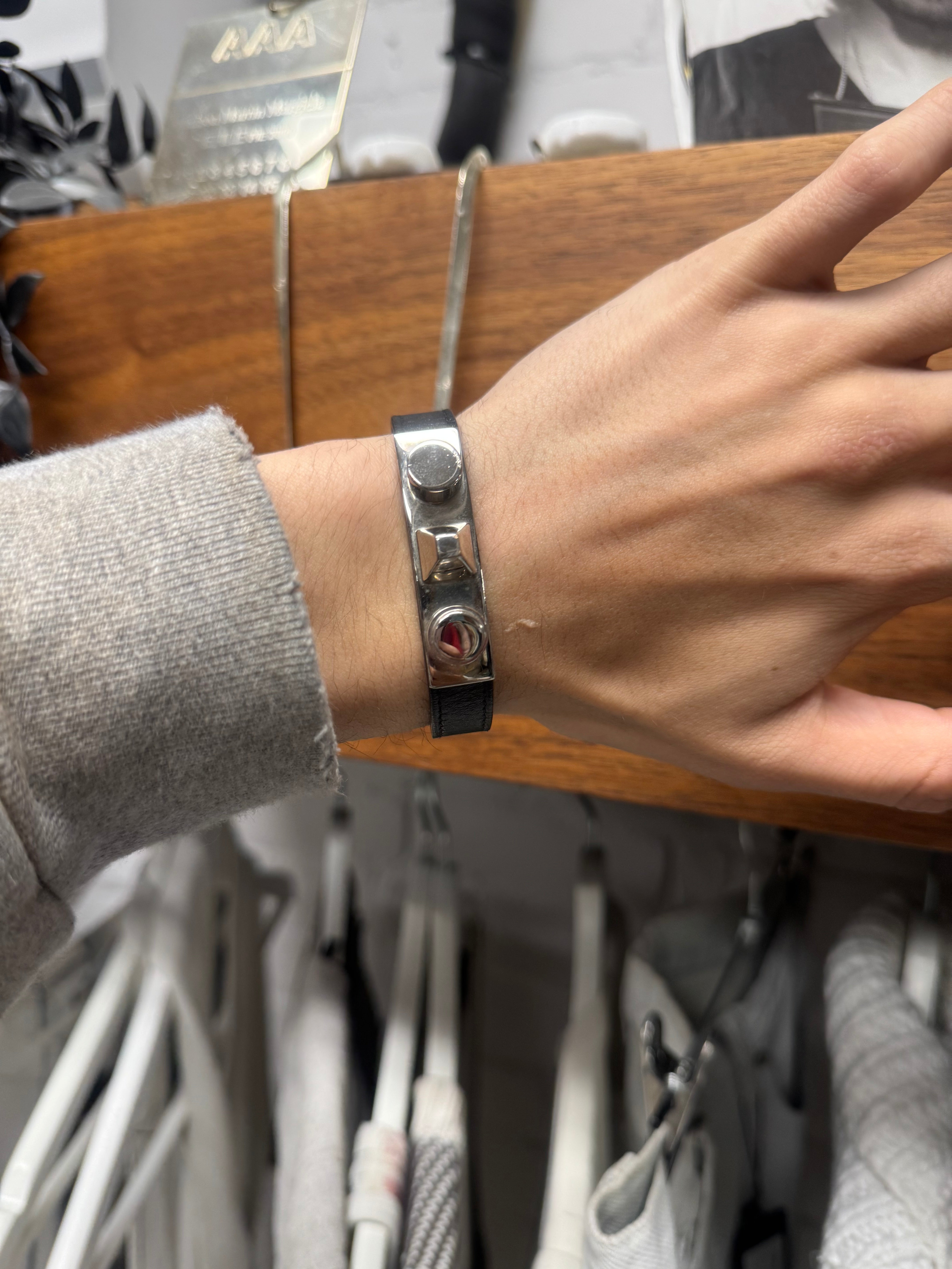 Saint Laurent Studded Leather Snap Bracelet – Alex Maxamenko