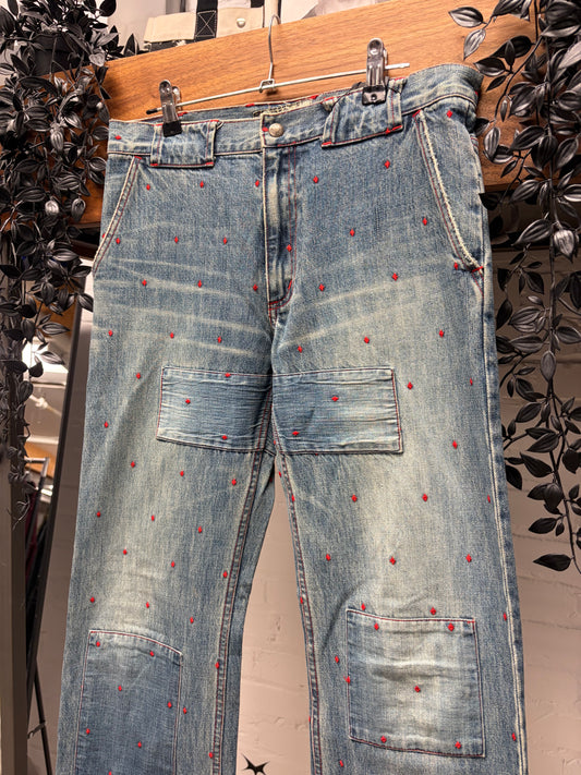 SS2002 Undercover ‘Illusion of Haze’ Repaired Blue Flared Leg Denim