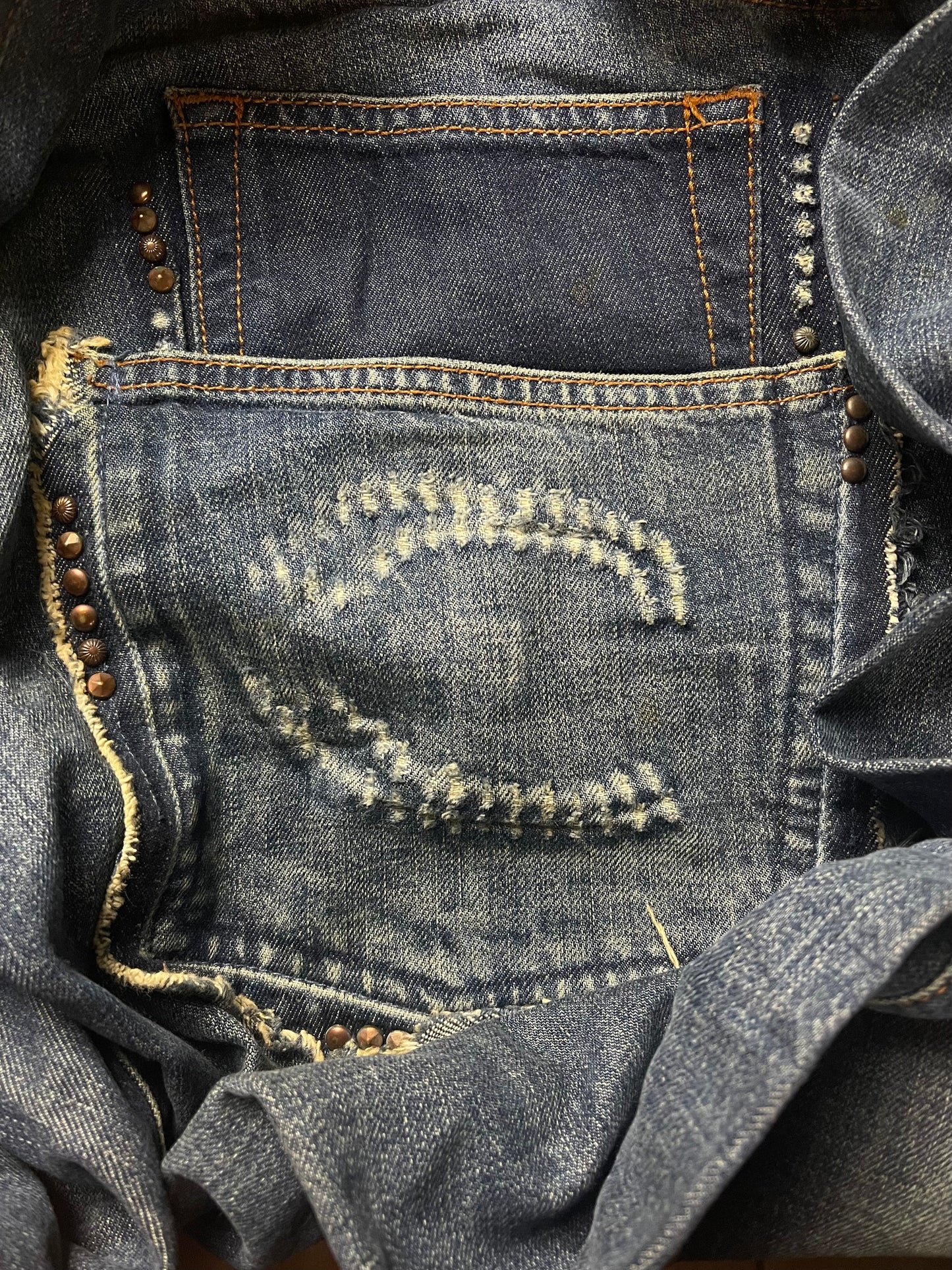 Roberto Cavalli Dirt Washed Blue Bootcut Logo Denim