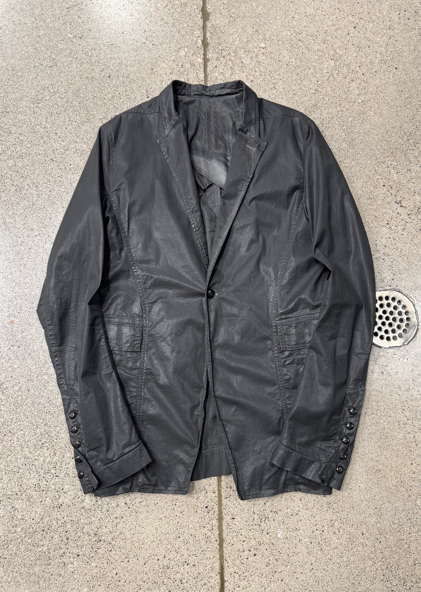 2014 Rick Owens ‘Waxed’ Black Single Button Blazer