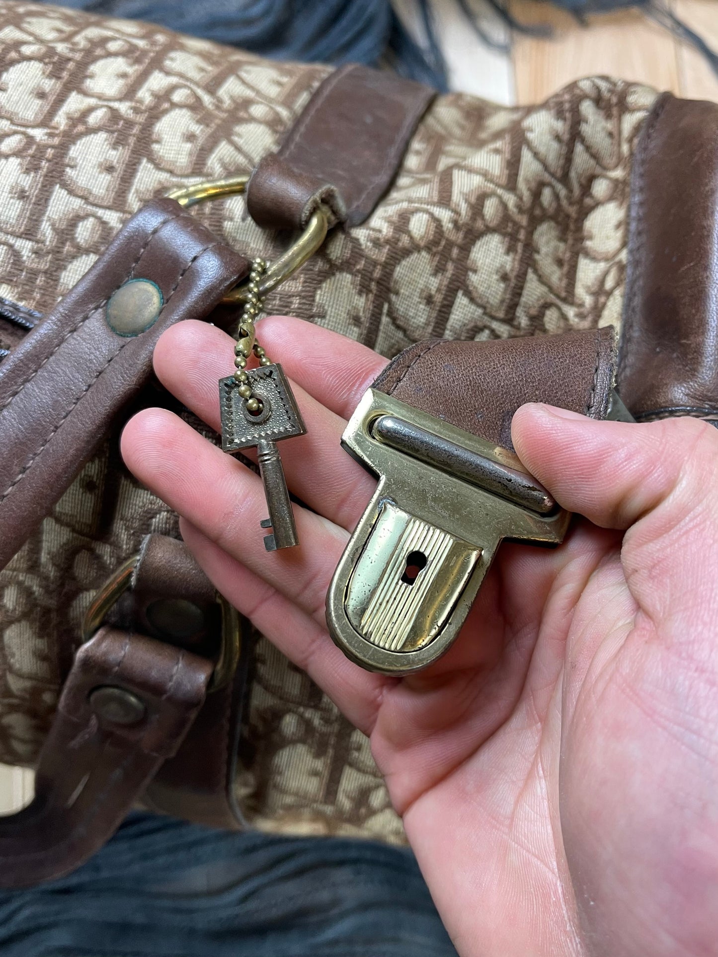 Vintage Dior ‘Trotter’ Monogram Brown Full Size Duffel Bag