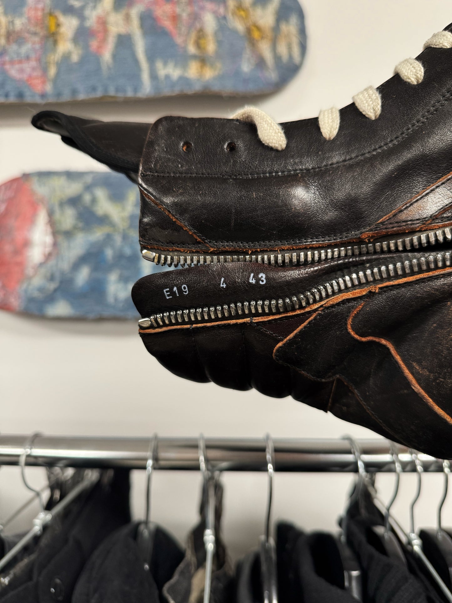 SS2019 Rick Owens ‘Babel’ Brown/Orange Leather Geobaskets