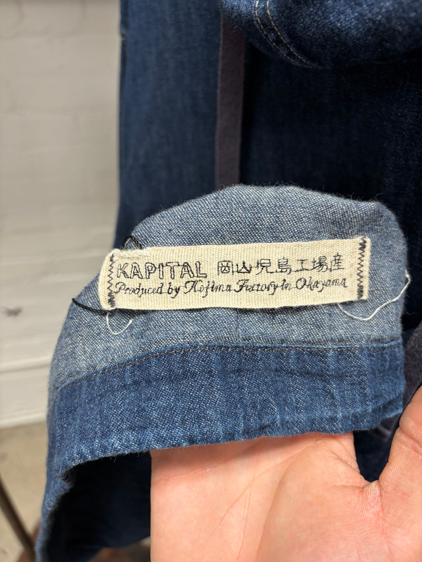 Kapital Hooded Denim Drawstring Closure Military Field Jacket