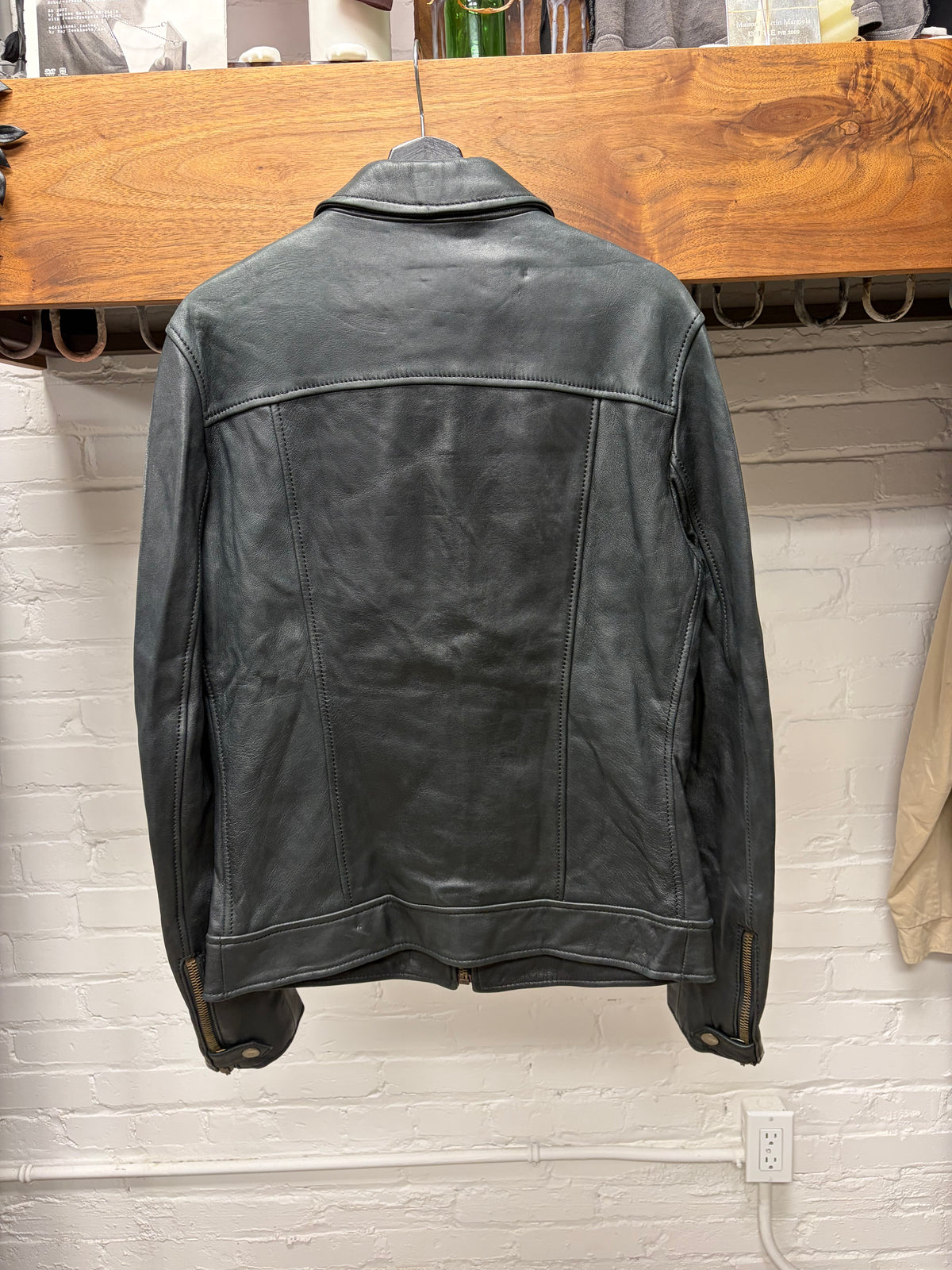 Dolce & Gabbana ‘Mainline’ Black Lambskin Leather Collared Jacket