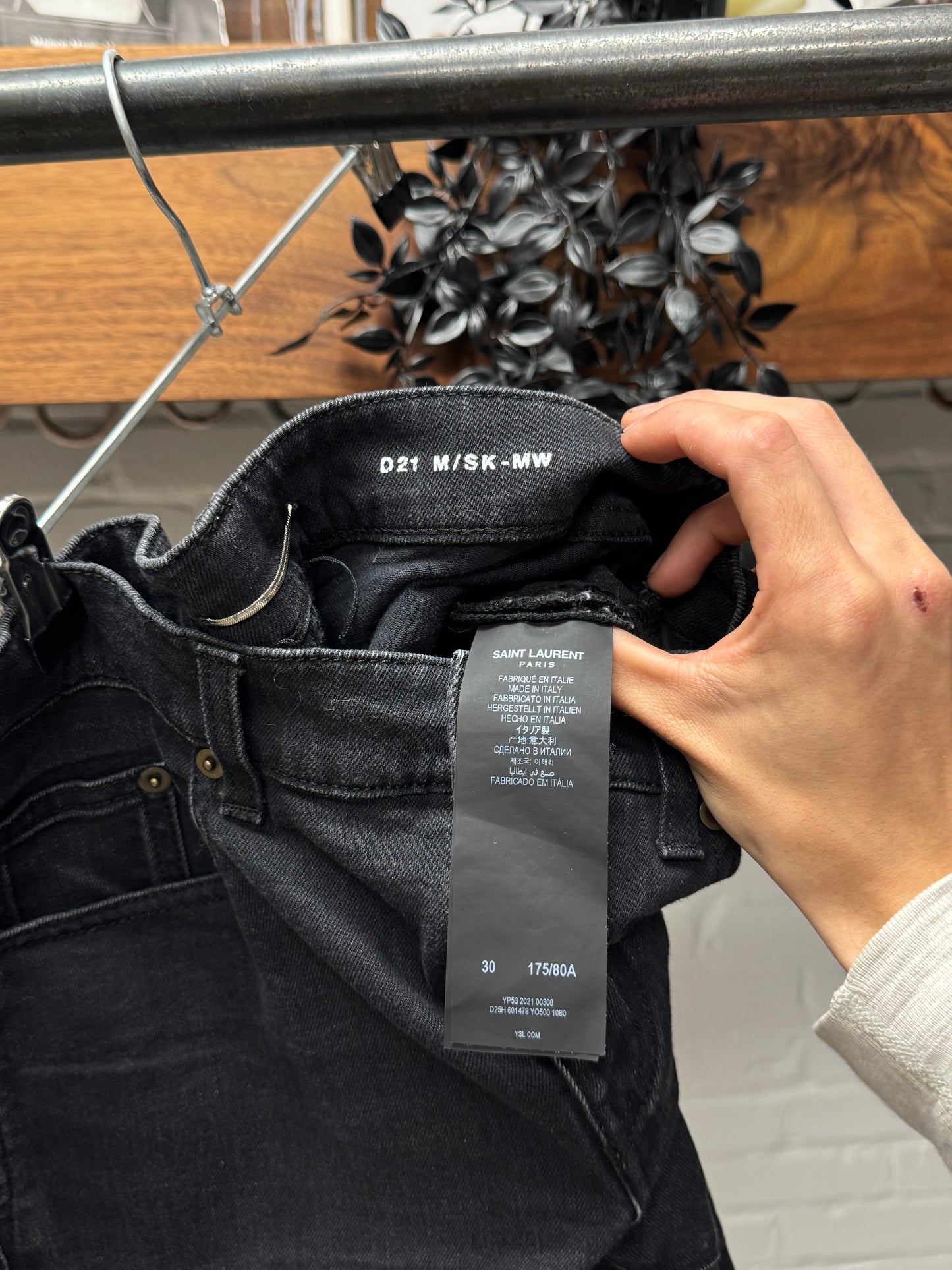 2021 Saint Laurent ‘D21’ Faded Black Skinny Jeans