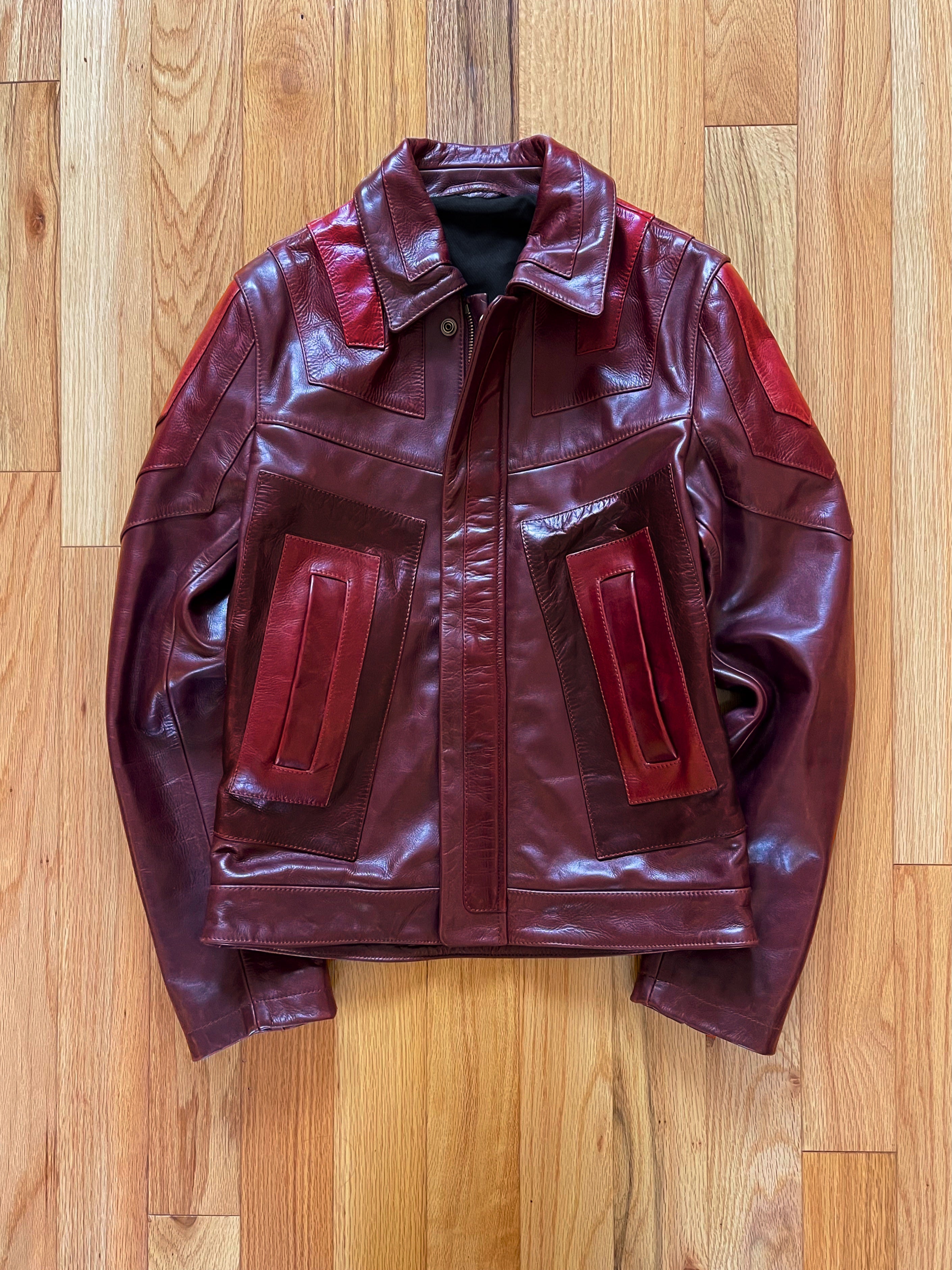 AW2008 Artisanal Maison Margiela Red Panel Leather Jacket – Alex Maxamenko