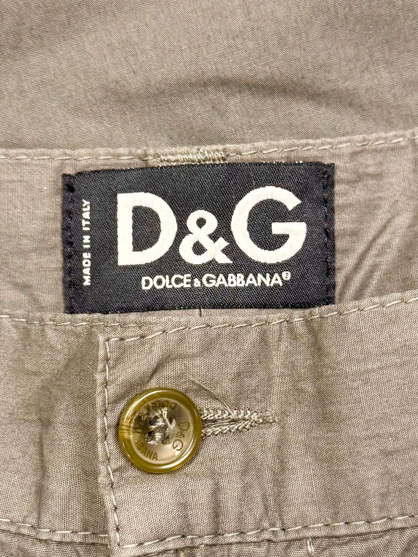 2000s Dolce & Gabbana Military Green ‘Strap Closure’ Cargo Pants