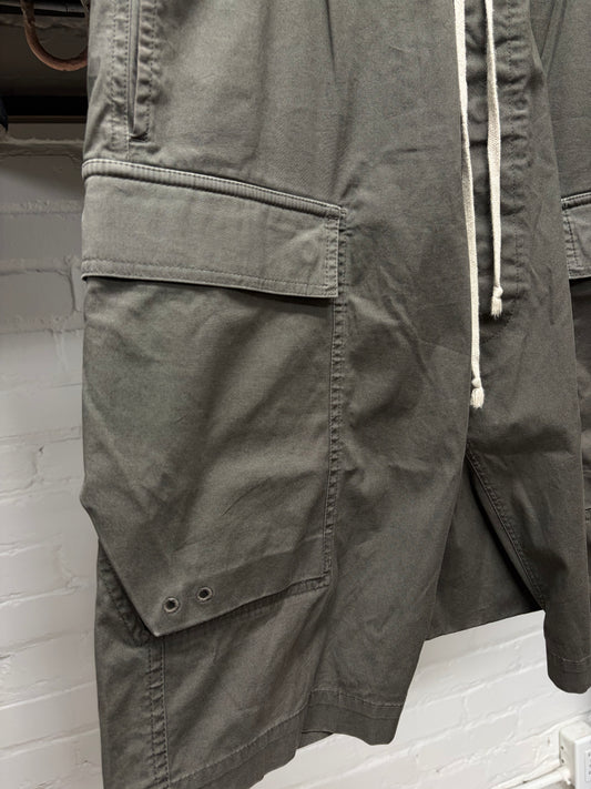 SS2017 Rick Owens ‘Walrus’ Grey Cargo ‘Pod’ Drop Crotch Shorts