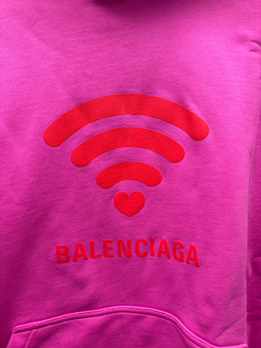 SS2024 Balenciaga ‘Wifi’ Pink Oversized Cotton Pullover Hoodie