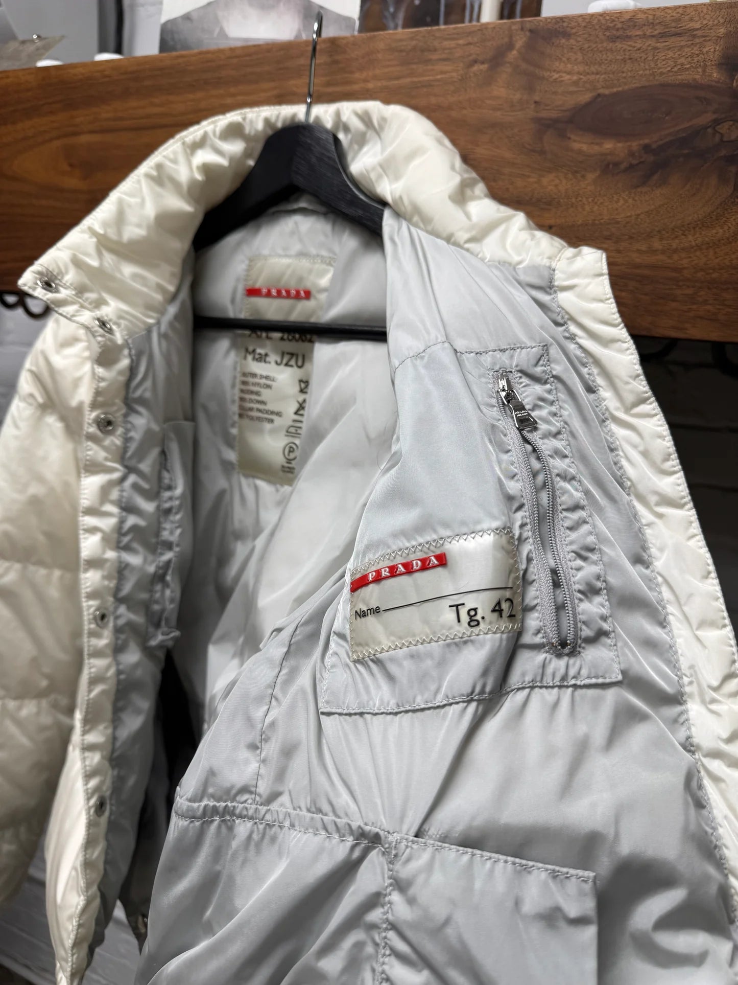 Prada Sport ‘Linea Rossa’ Down Filled White Down Filled Jacket