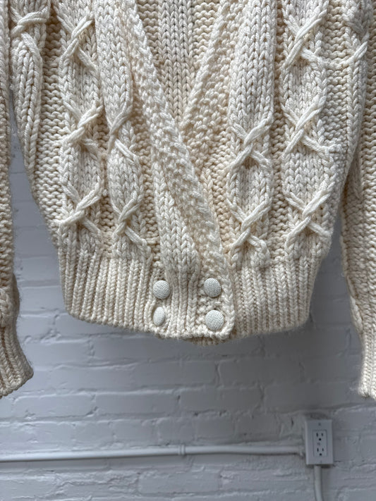 AW2020 Saint Laurent ‘Baja’ Cream Cable Knit Hooded Sweater