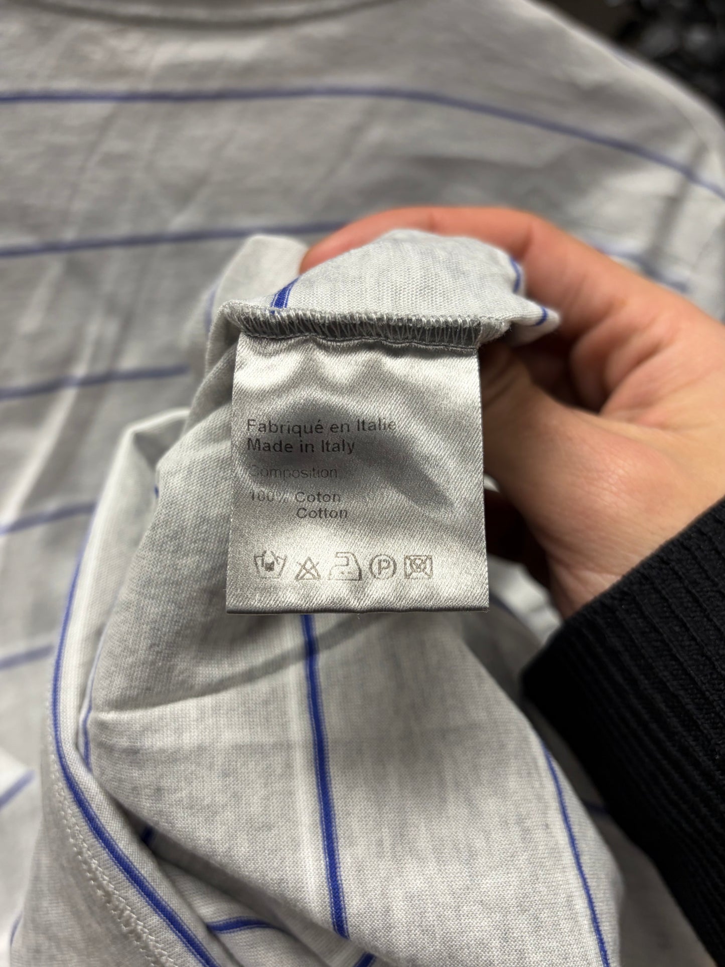 Dior Homme Striped Grey/Blue Cotton Polo