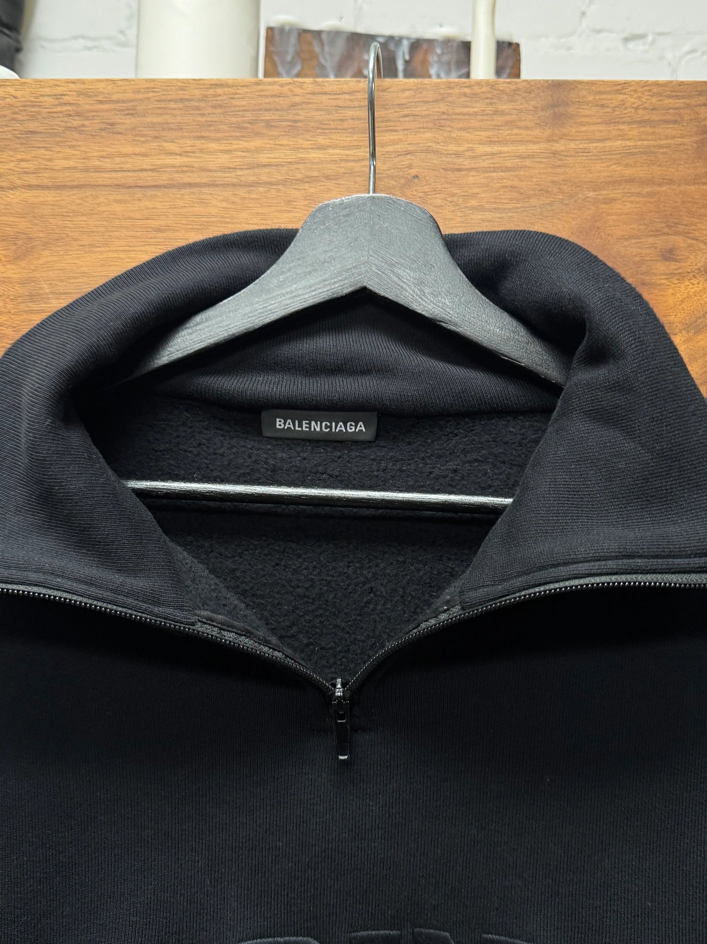 SS2018 Balenciaga ‘Twinset’ Hybrid Sleeve Quarter Zip Sweater