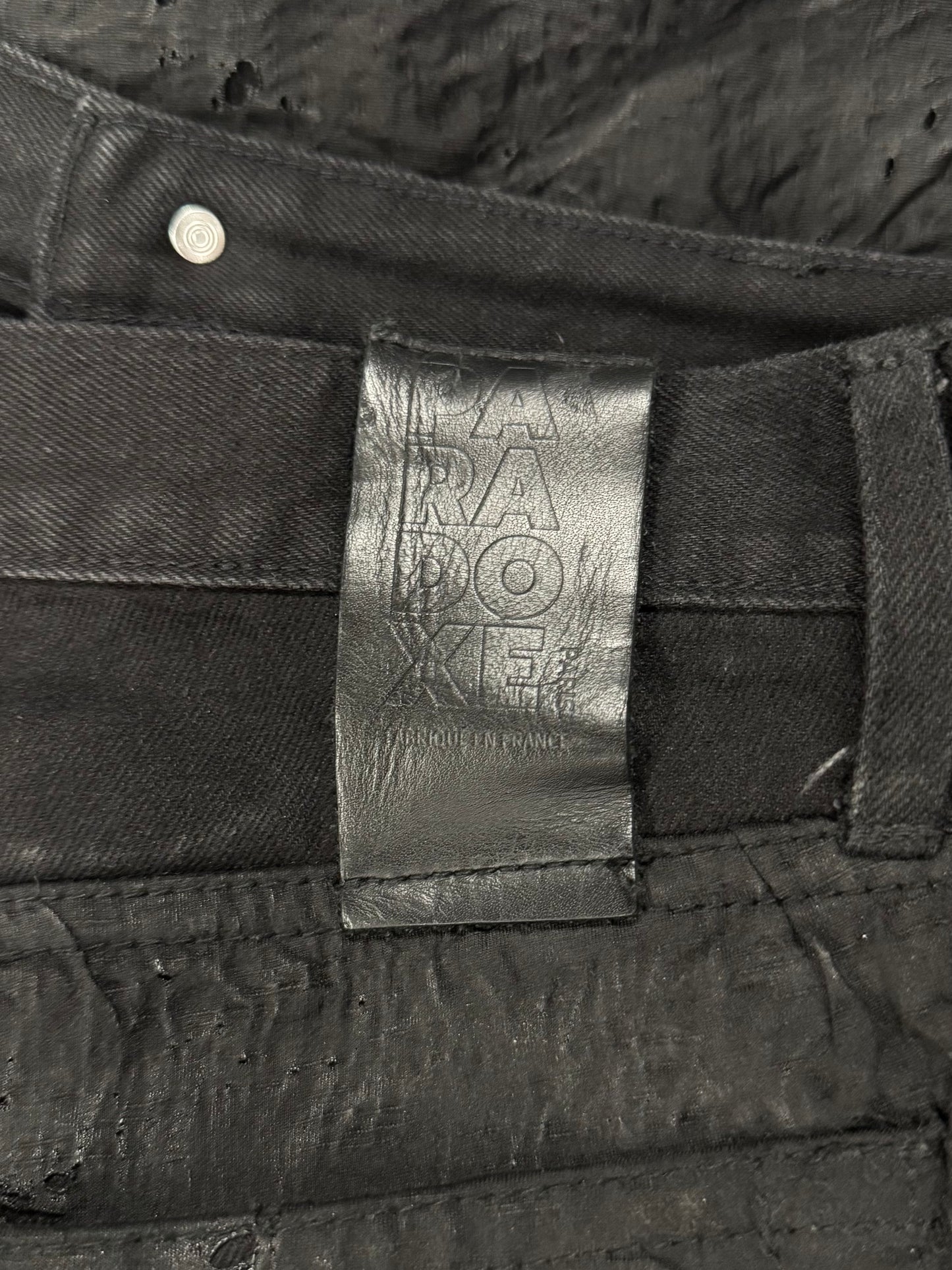 Paradoxe Paris ‘Dead Leaves’ Layered Black Crinkle Denim