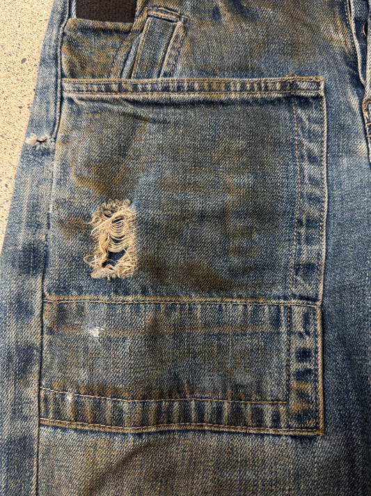 2000s Rick Owens 'Mud Wash’ Bootcut Slab Denim.