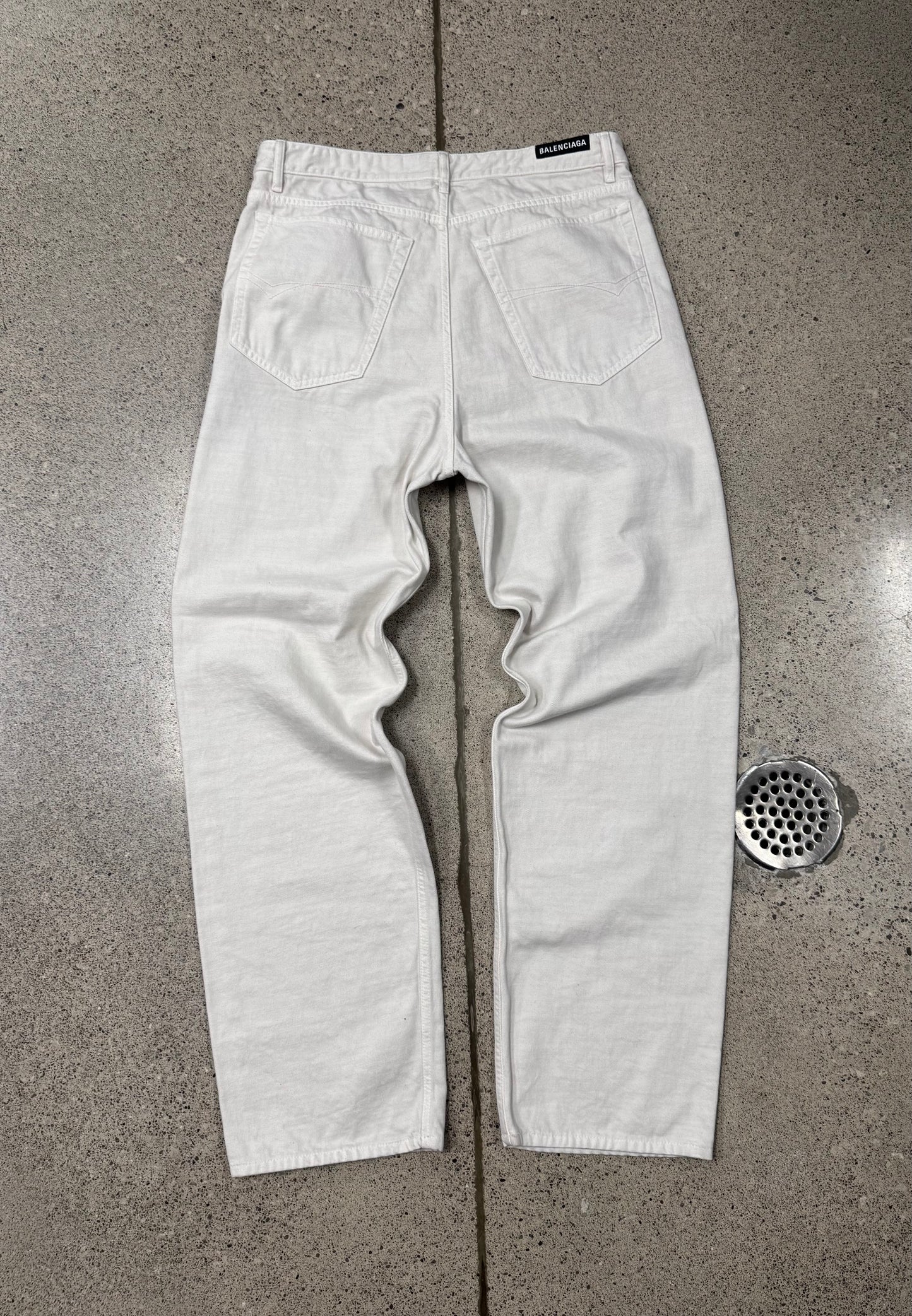 2022 Balenciaga White 5 Pocket Baggy Jeans
