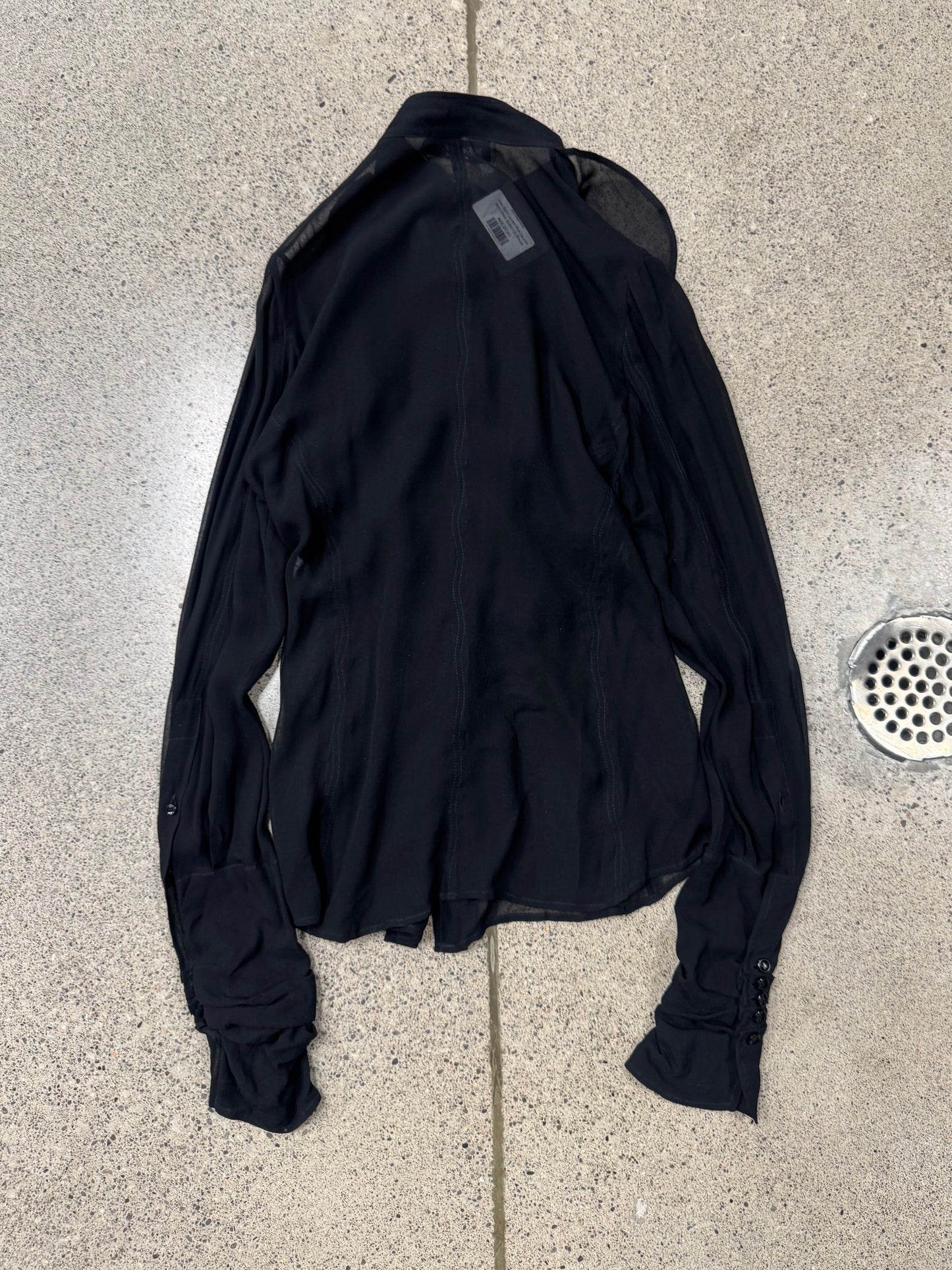 Vintage Yves Saint Laurent Rive Gauche ‘Chiffron Ruffled’ Sheer Blouse