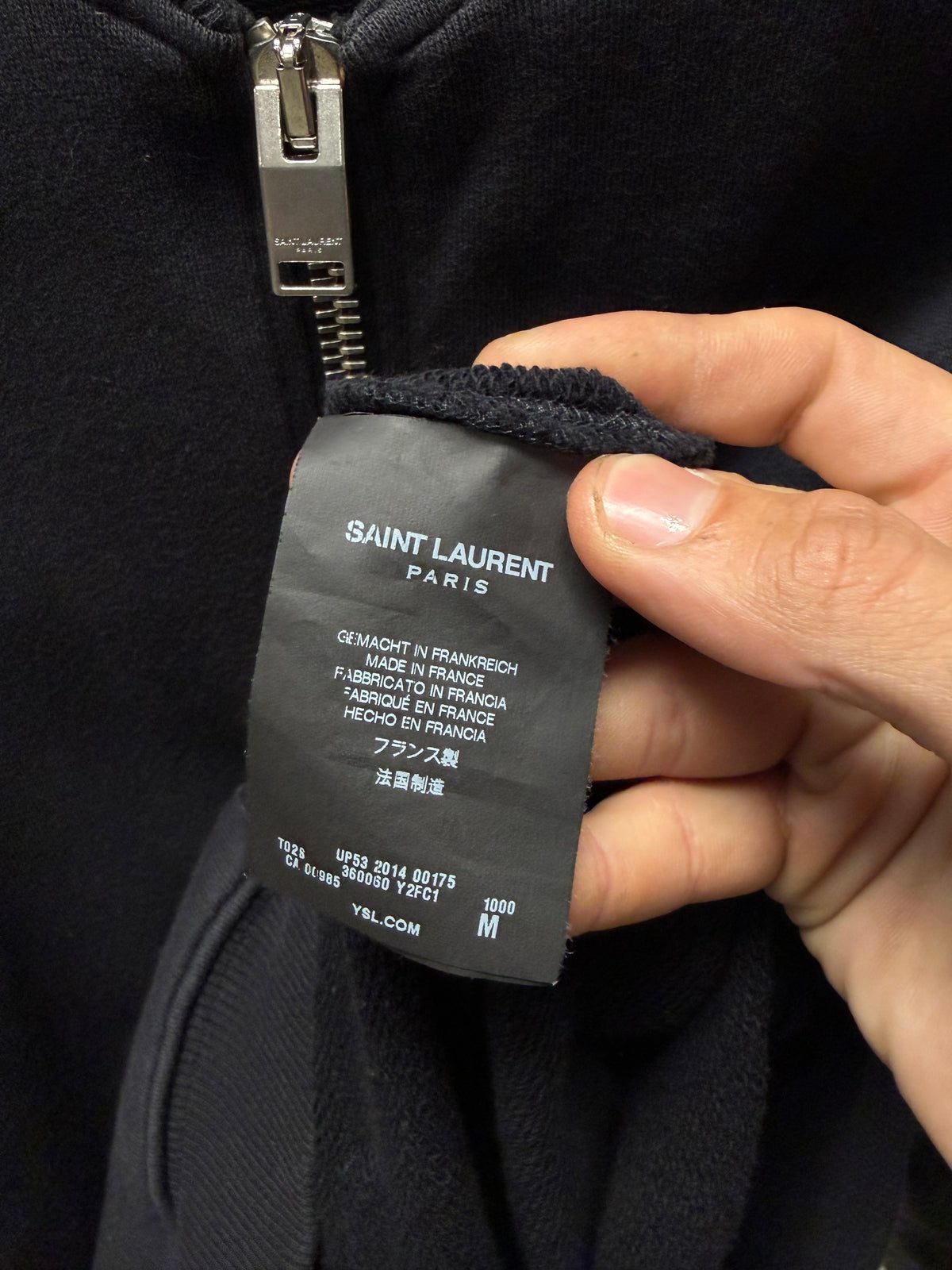 2014 Saint Laurent by Hedi Slimane Waxed Vinyl Sleeve Sweatshirt Bomber