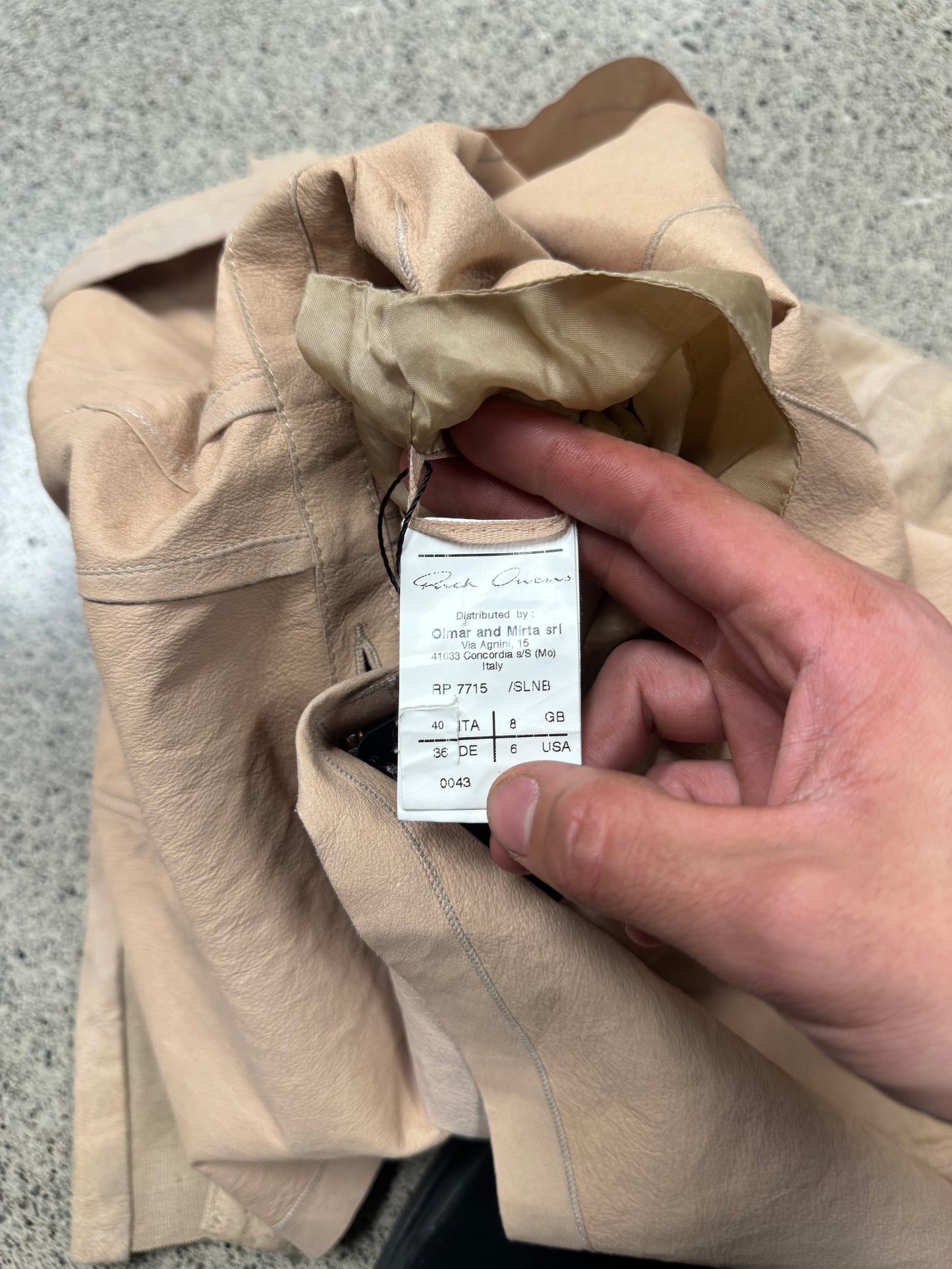 2000s Rick Owens O&M Era ‘Flesh’ Raw Suede Jacket