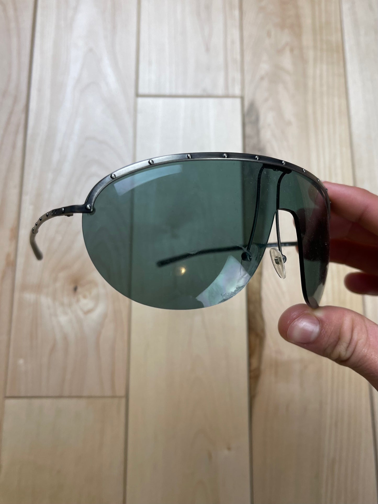 Gucci by Tom Ford Blue Tinted Half Rim Aviator Sunglasses