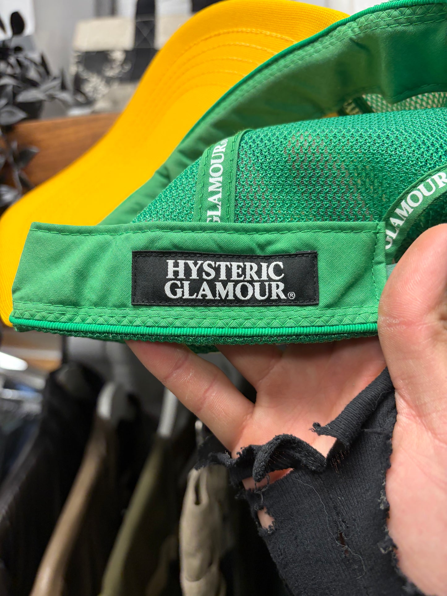 Hysteric Glamour ‘Drive In Theatre’ Yellow/Green Mesh Trucker Hat