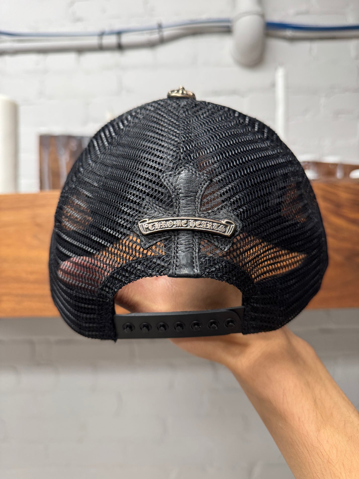 Chrome Hearts ‘Cemetery’ Leather Cross Patch Trucker Hat