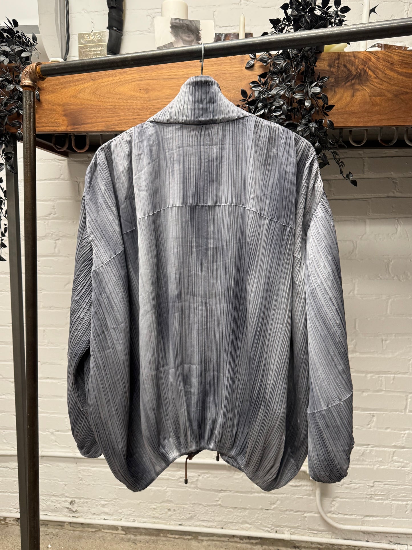 SS1991 Issey Miyake Runway Pleated Grey Windbreaker Jacket
