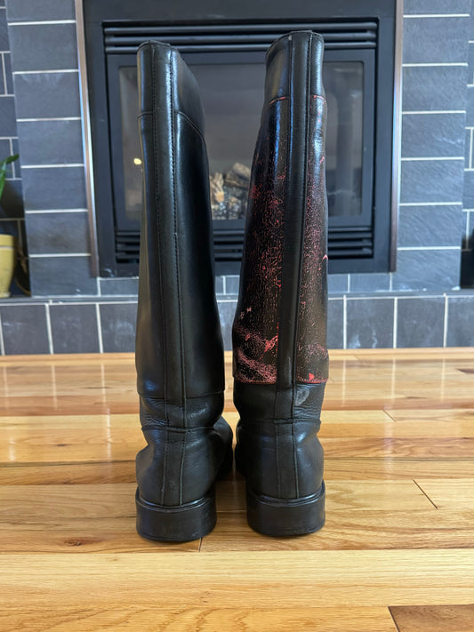 Dirk Bikkembergs 1/1 Hand Painted Calfskin Leather Boots