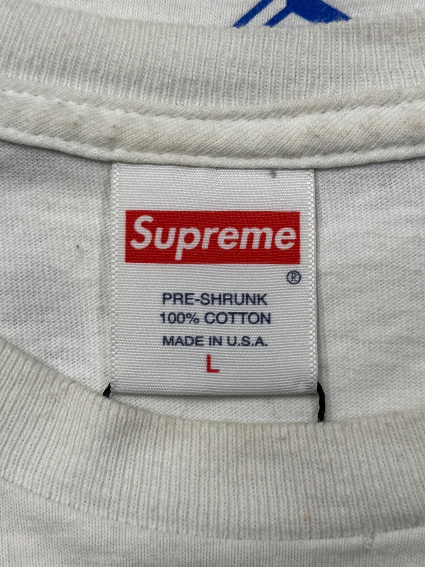 AW2020 Supreme Multi-Logo White/Blue Logo T-Shirt