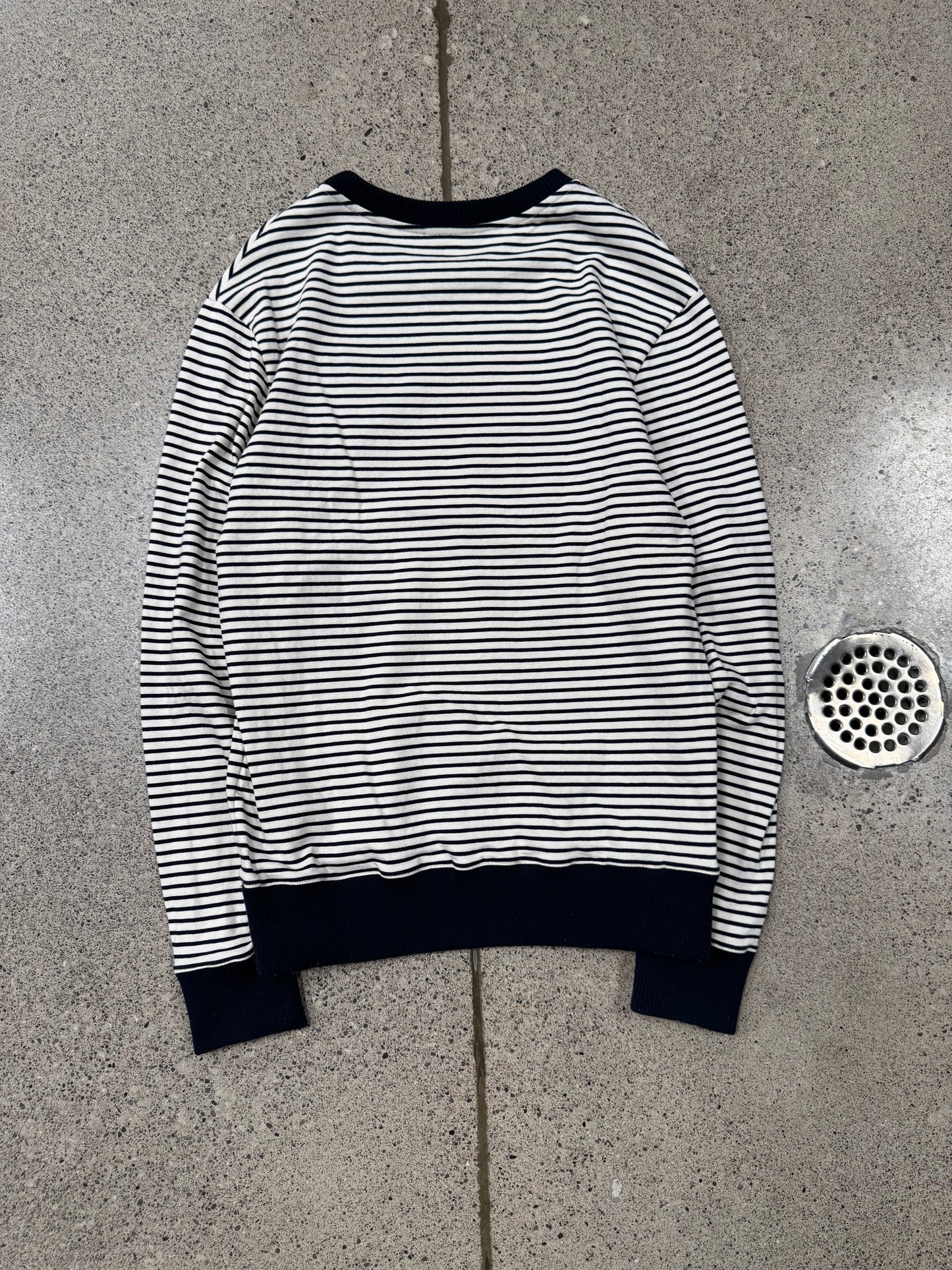 Balmain ‘Eagle’ Crest Patch Striped Black/White Knit Sweater