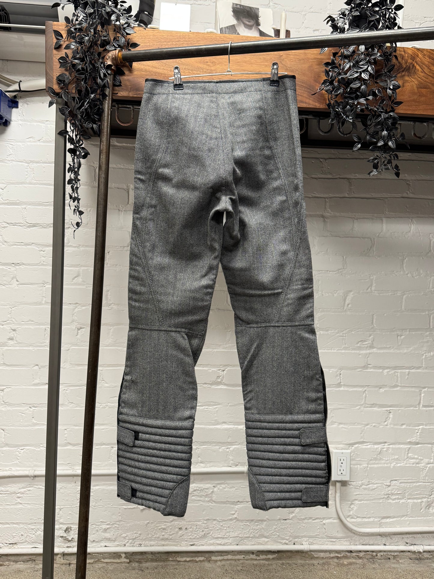 AW2000 Gucci by Tom Ford Herringbone/Leather Biker Pants