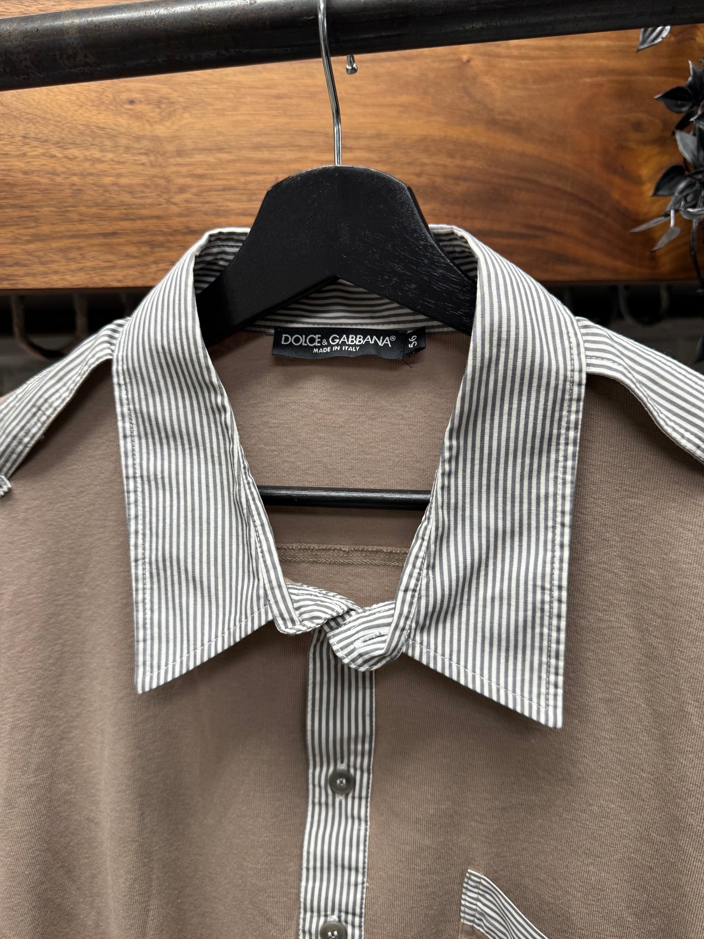 Dolce & Gabbana Cashmere/Pinstripe Brown Rugby Shirt