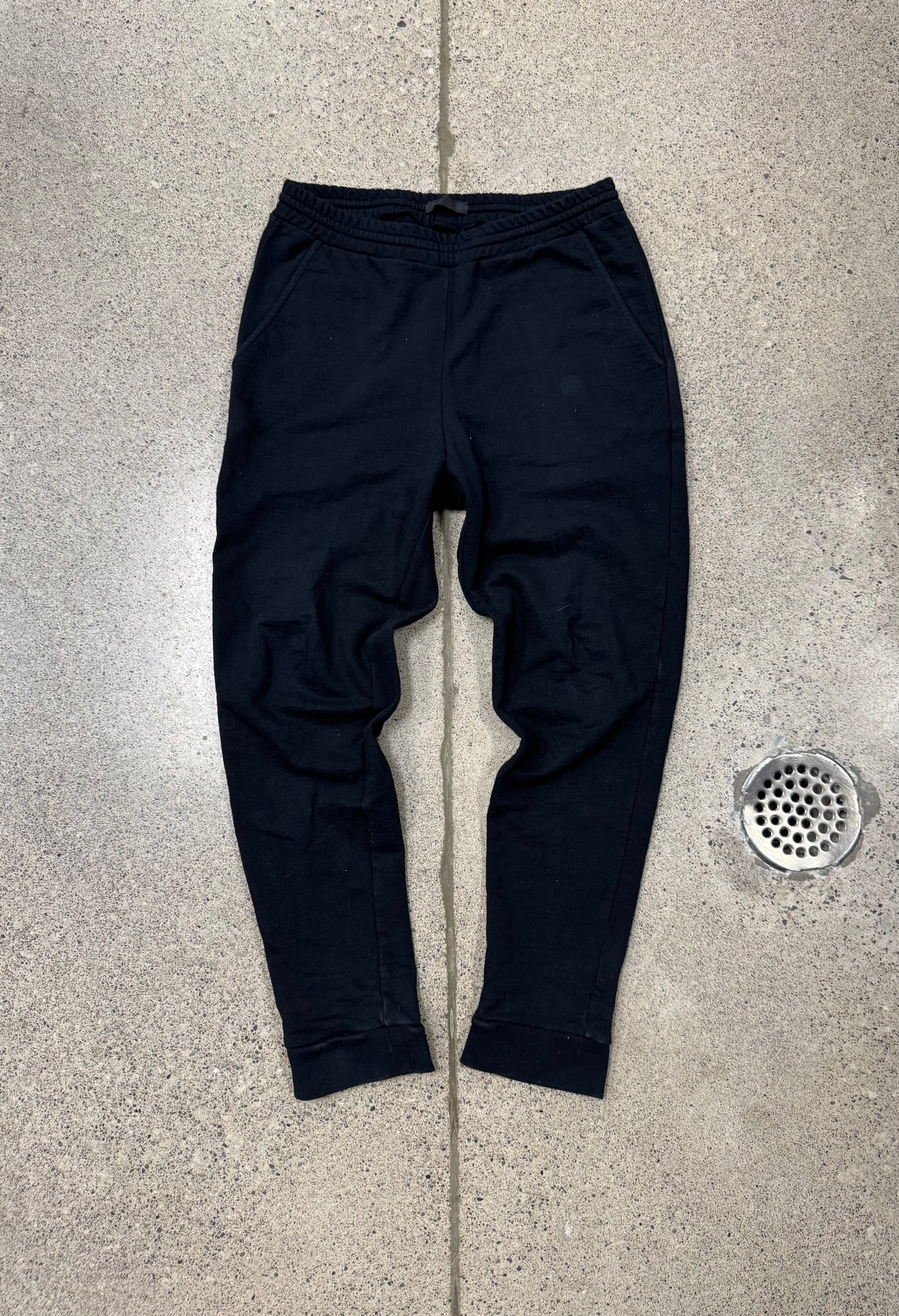 Prada Mainline Stripe Logo Black Cotton Sweatpants