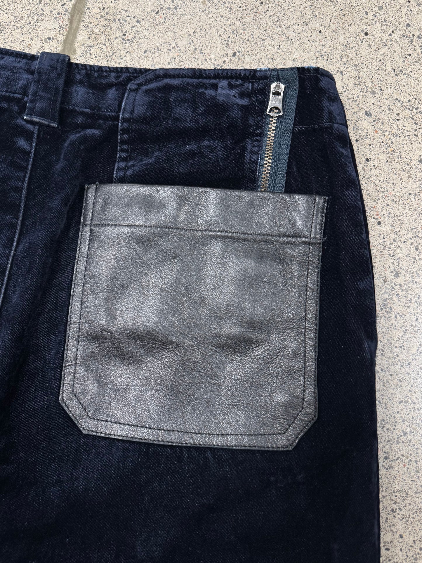 Acne Studios Dark BlueVelvet Leather Pocket Pants