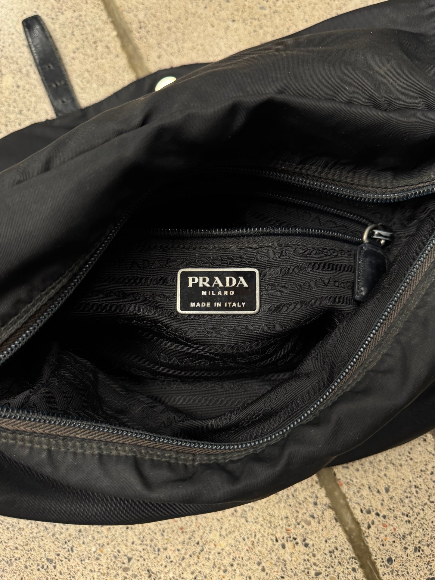 Prada ‘Vela’ Black Nylon Top Flap Shoulder Bag