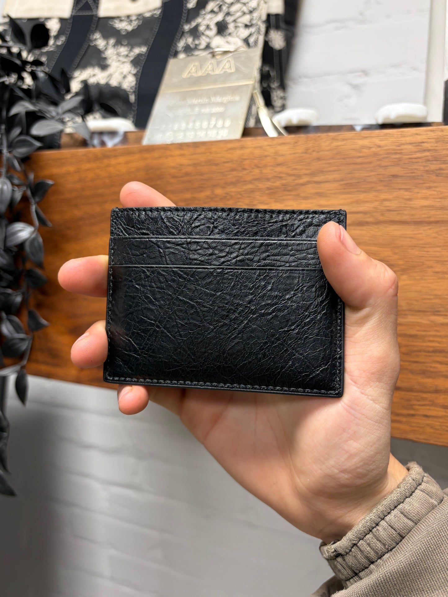 AW2023 Balenciaga ‘Heavy Metal’ Black Leather Cardholder Wallet